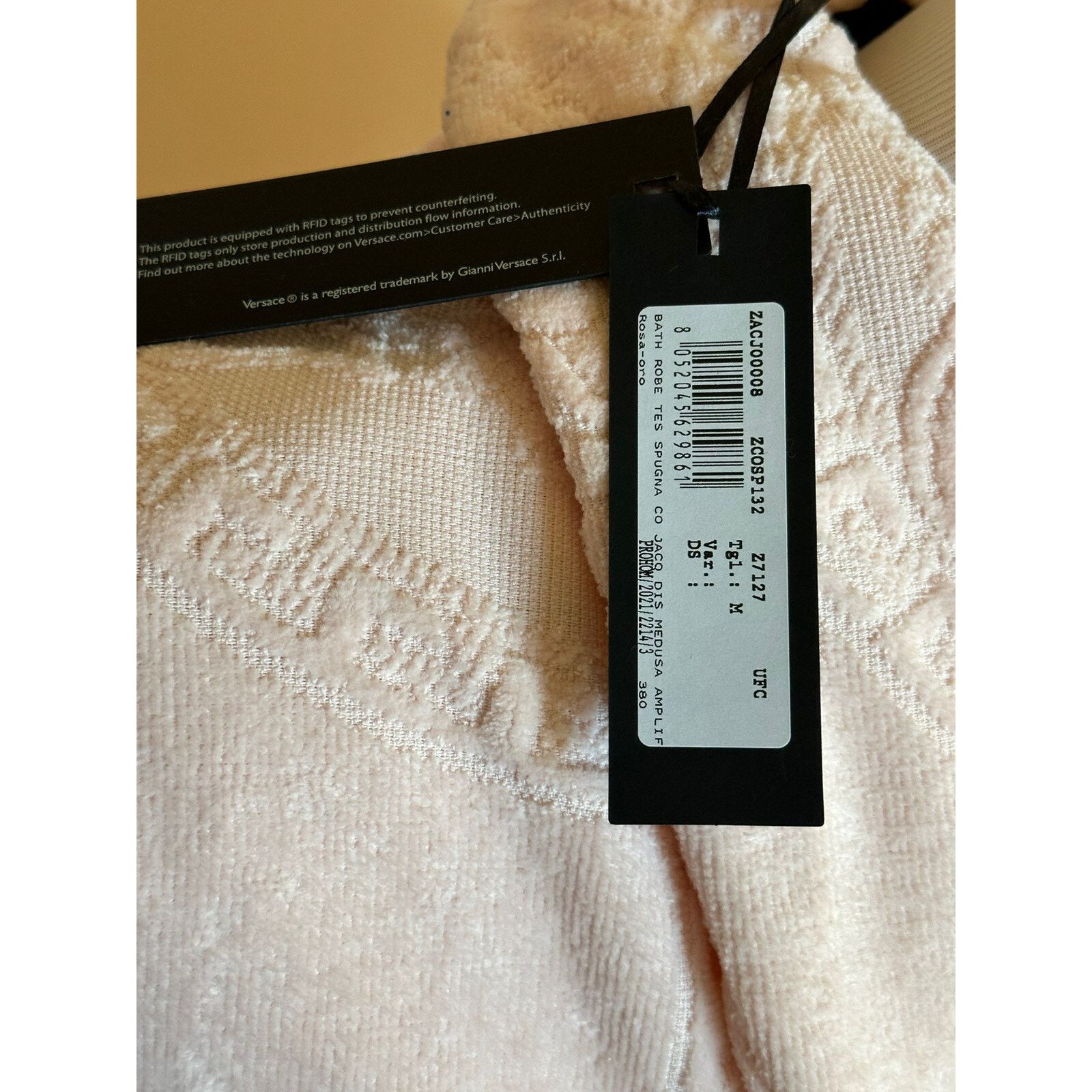 Versace Versace Medusa Cotton Terry Bath Robe Rose Medium ZACJ00008 Size ONE SIZE - 15 Thumbnail