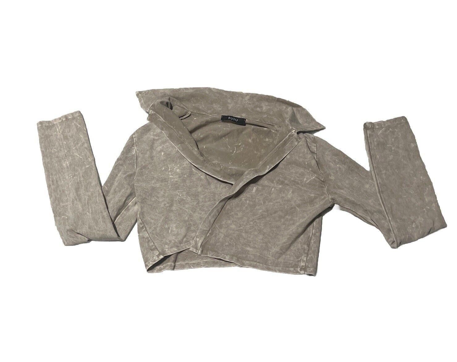 Designer Large Bijou Jacket Crop Shrug Acid Washed Brown Size L / US 10 / IT 46 - 1 Thumbnail