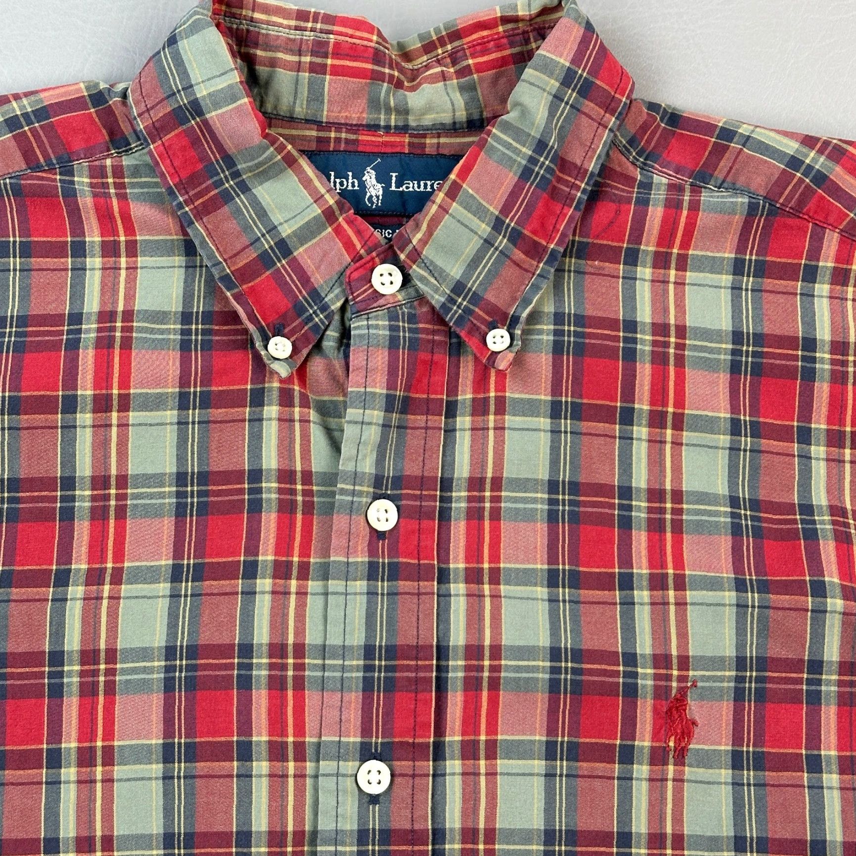 Ralph Lauren Vintage Ralph Lauren Shirt Mens Large Red Olive Plaid Classic Fit Button Down Size US L / EU 52-54 / 3 - 2 Thumbnail