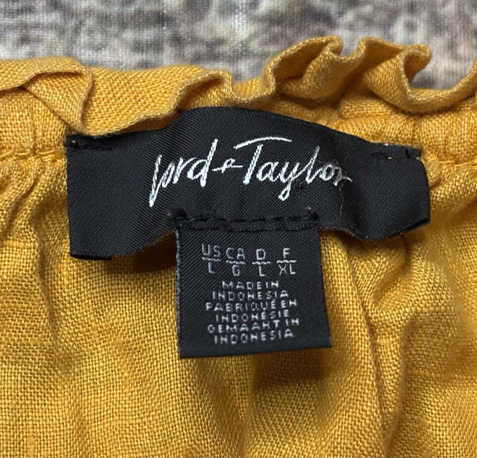 Lord & Taylor Lord & Taylor Top Womens Large Linen Yellow V-Neck Size L / US 10 / IT 46 - 2 Thumbnail