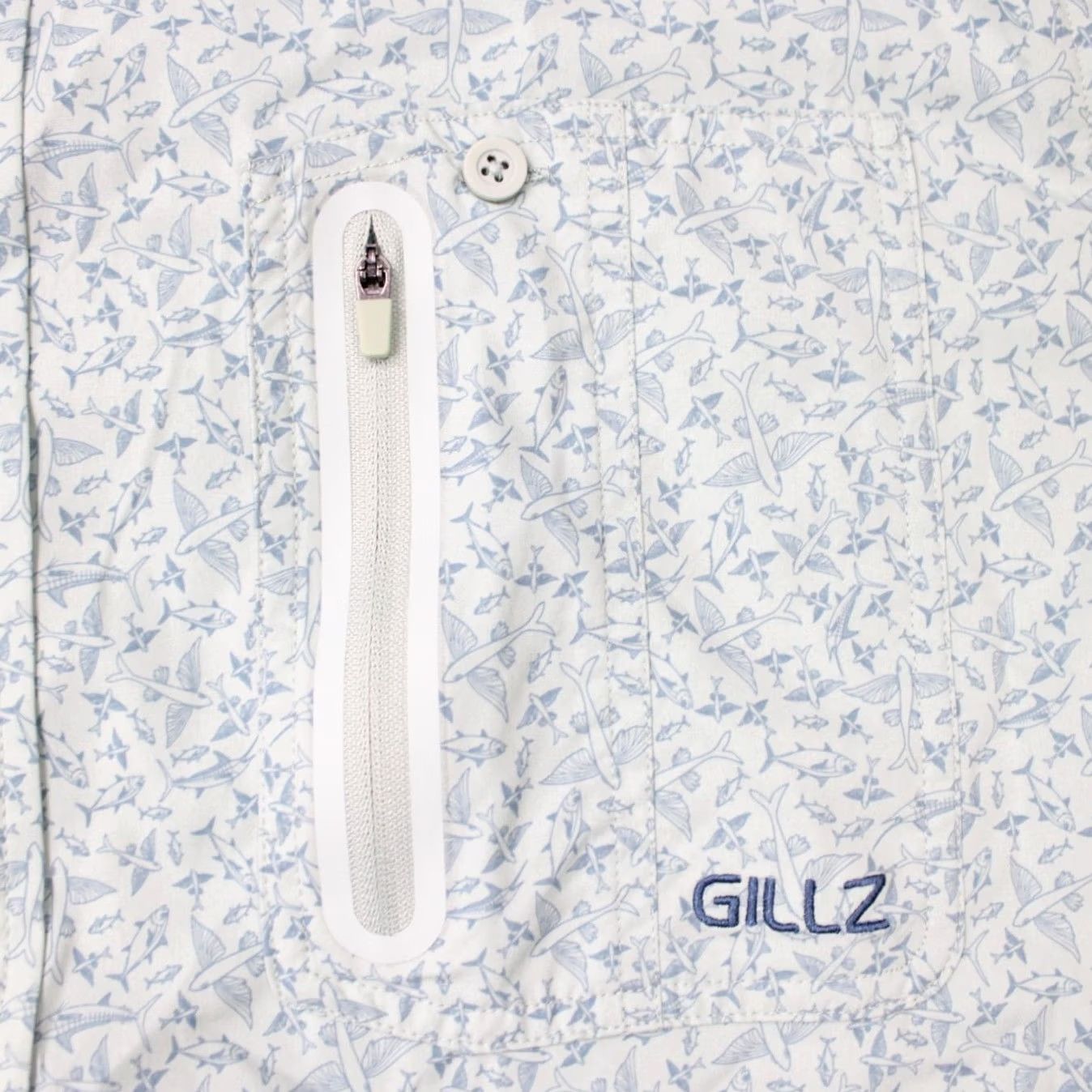 Vintage Gillz AOP Shirt Mens XL Blue Fish All Over Print Polyester Stretch Long Sleeve Size US XL / EU 56 / 4 - 7 Thumbnail