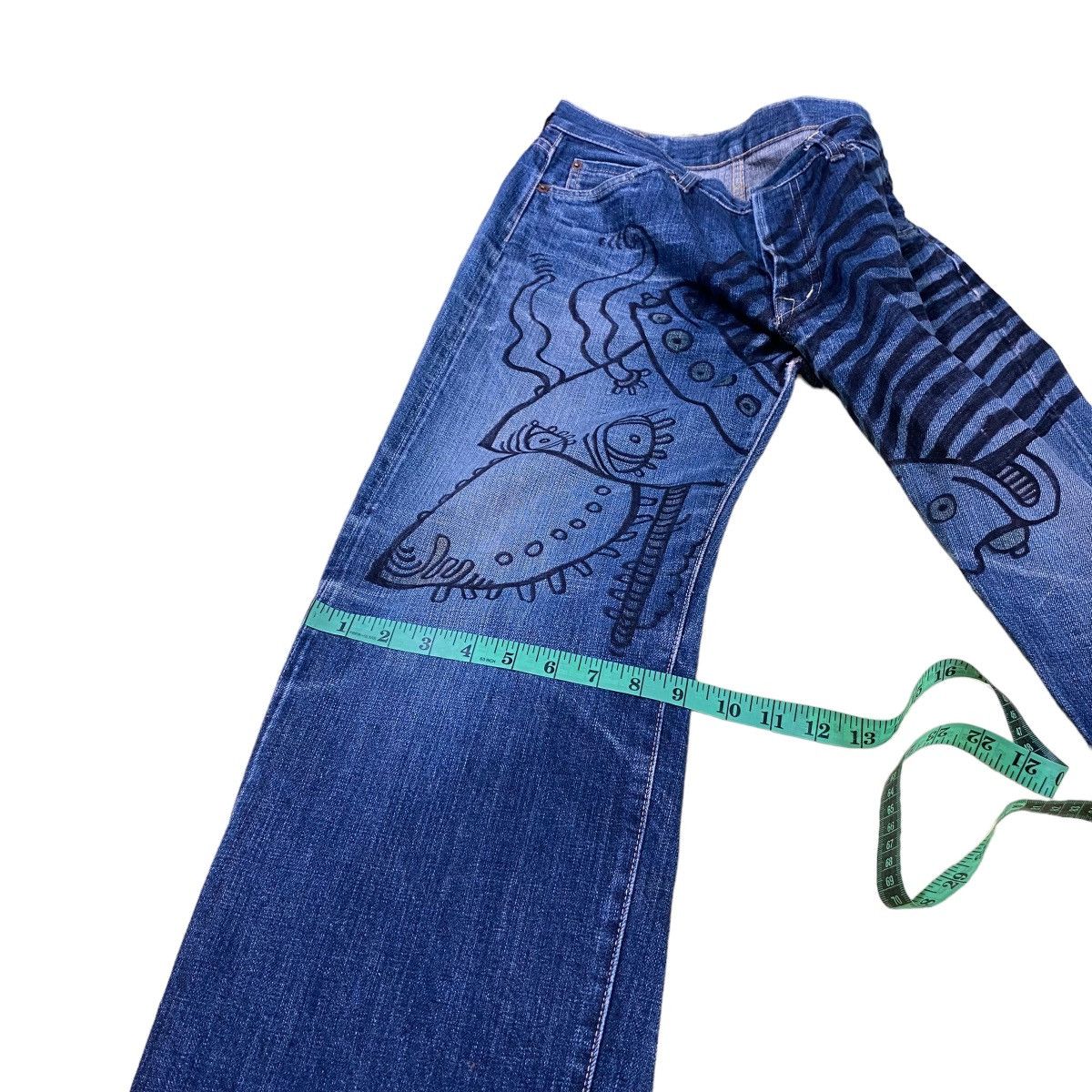 If Six Was Nine × Le Grande Bleu (L.G.B.) × OMNIGOD Omnigod Selvedge Jeans Doodle Design Size US 32 / EU 48 - 21 Thumbnail