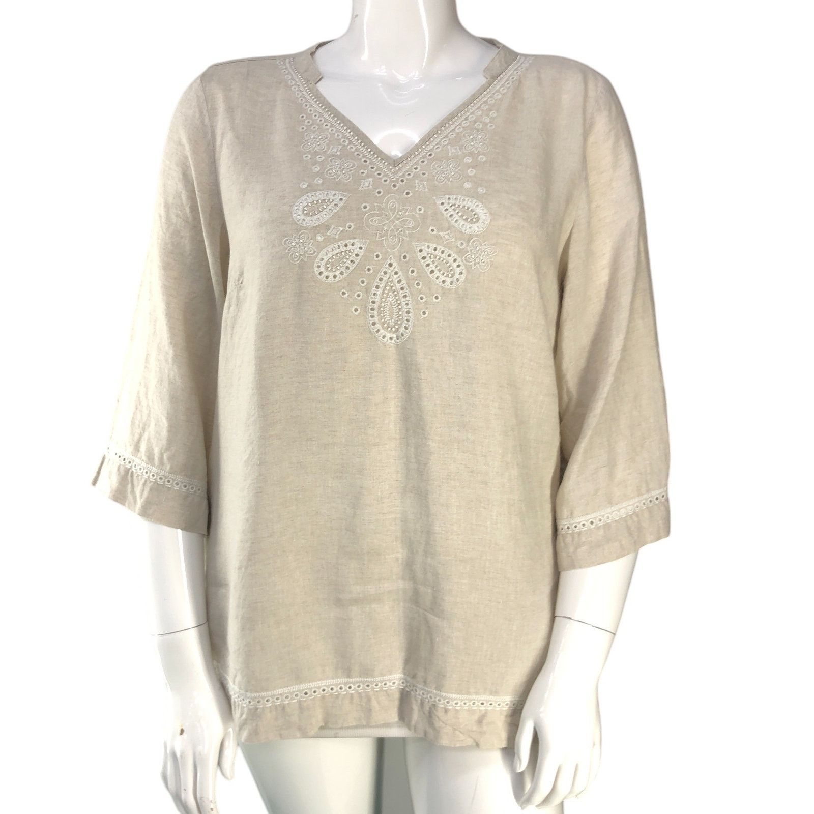 Tommy Bahama Tommy Bahama Size L Tunic Embroidered Beaded Linen TINY FLAW Size L / US 10 / IT 46 - 13 Thumbnail