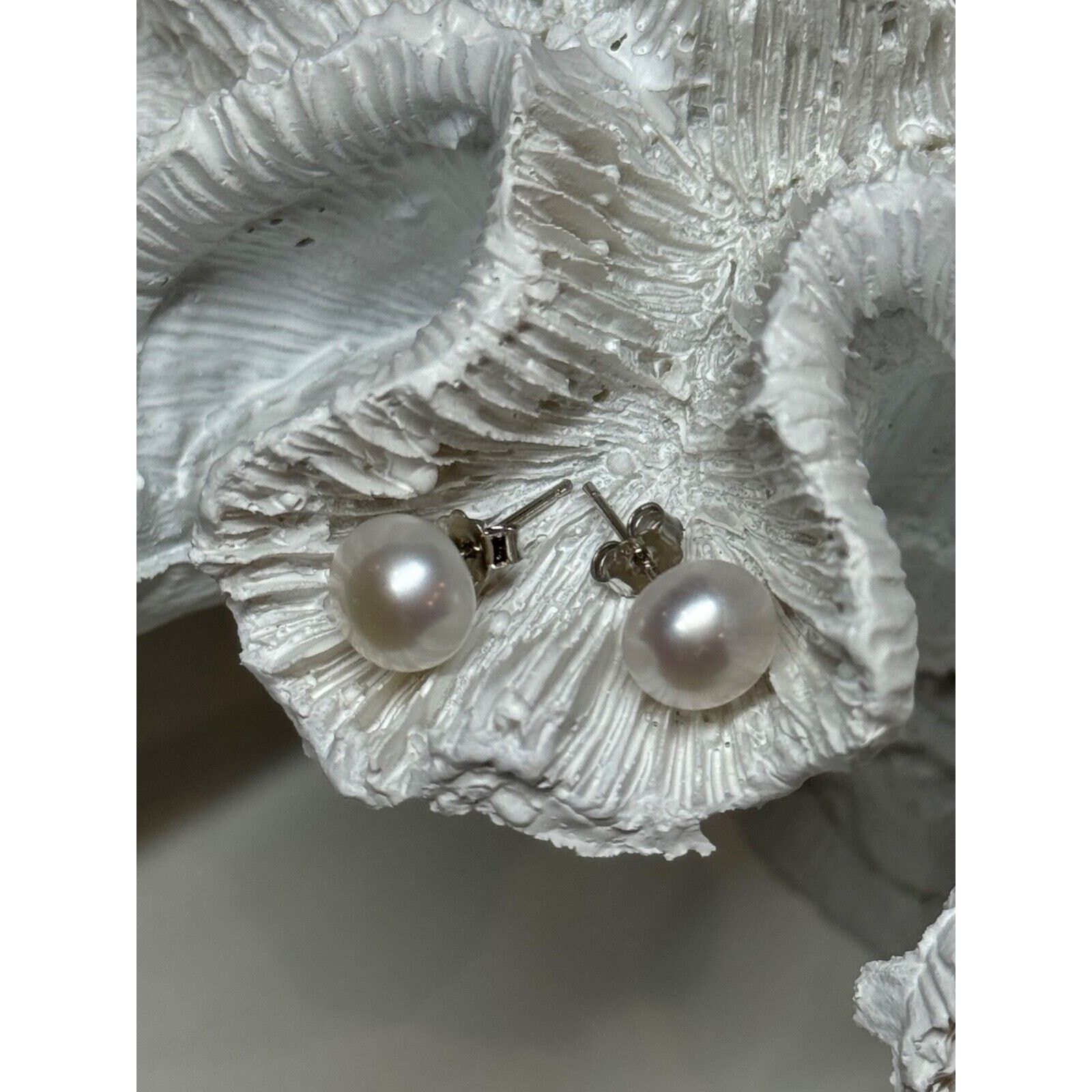 Jewelry 925 STERLING SILVER FRESH WATER PEARL EARRINGS LENGTH 0.35 Size ONE SIZE - 5 Thumbnail