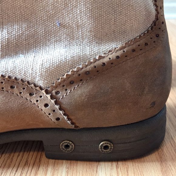 Diesel Diesel Leather Canvas Distressed Vintage Style Wingtip Boots Size US 12 / EU 45 - 14 Thumbnail