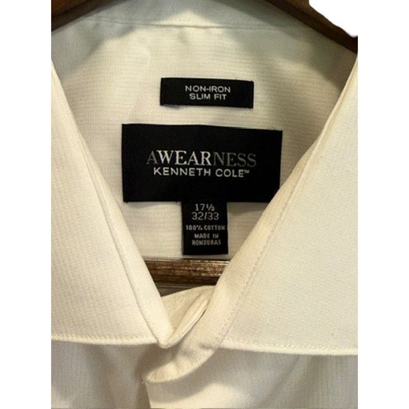 Kenneth Cole Awearness Kenneth Cole Men's Cream White Shirt 17.5 32/33 Size US L / EU 52-54 / 3 - 4 Thumbnail