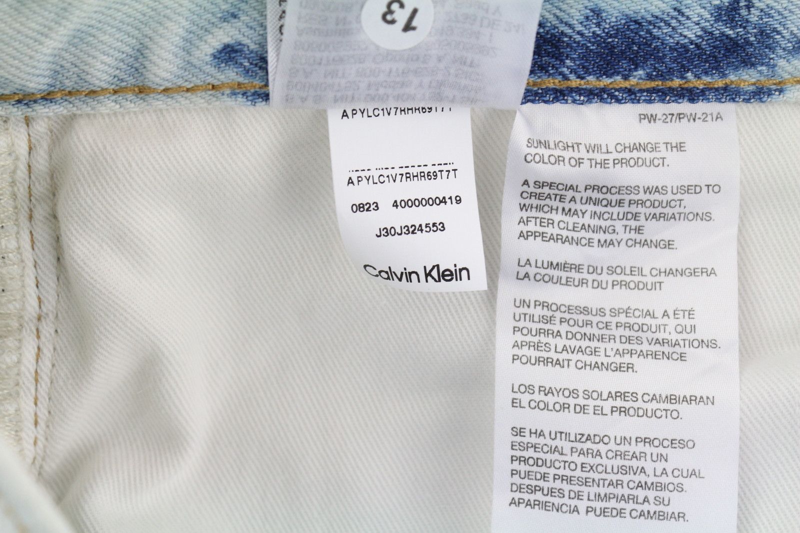 Calvin Klein REGULAR TAPER W33/L30 Light Blue Washed Zip Fly Denim 85325 Size US 33 - 10 Thumbnail