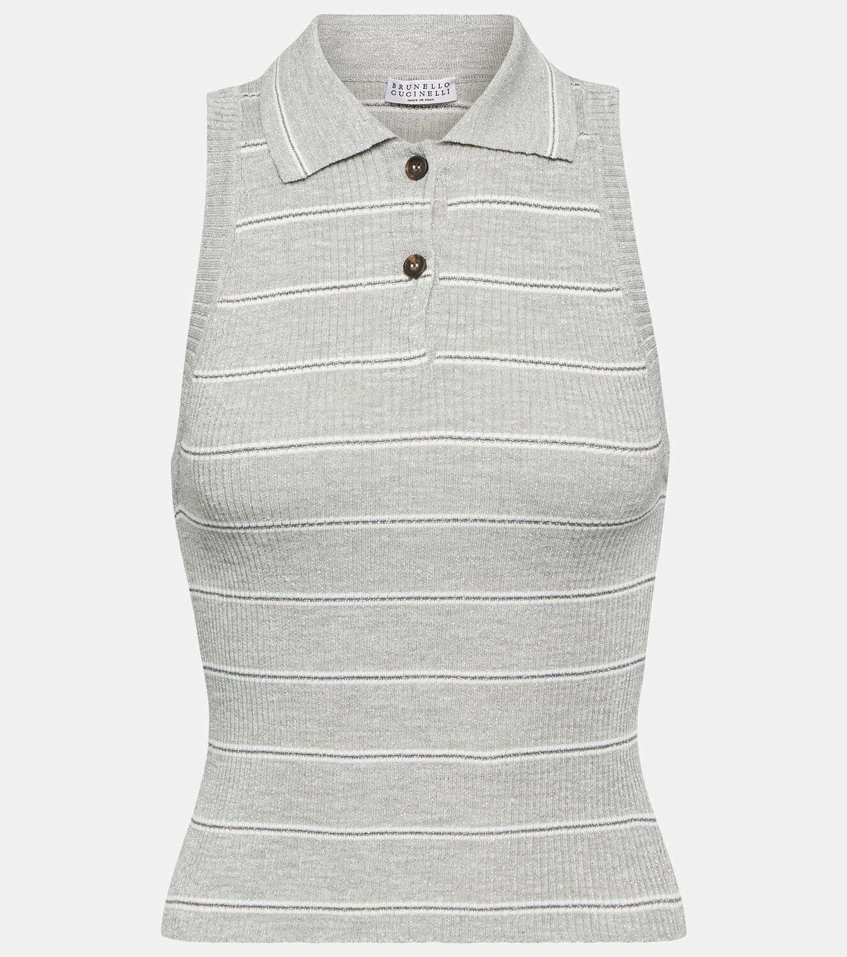 Brunello Cucinelli o1w1db10825 Knitted Vest in Silver Size L / US 10 / IT 46 - 1 Thumbnail