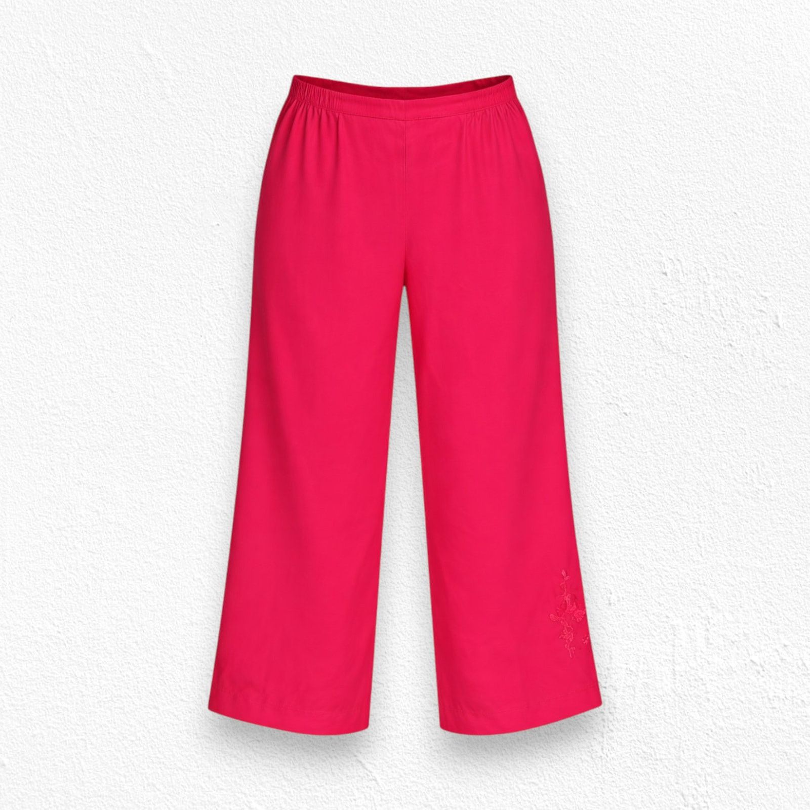 Vintage Vintage Red Silk Floral Embroidery Capri Pants Size 14 Size 36" / US 14 / IT 50 - 1 Thumbnail