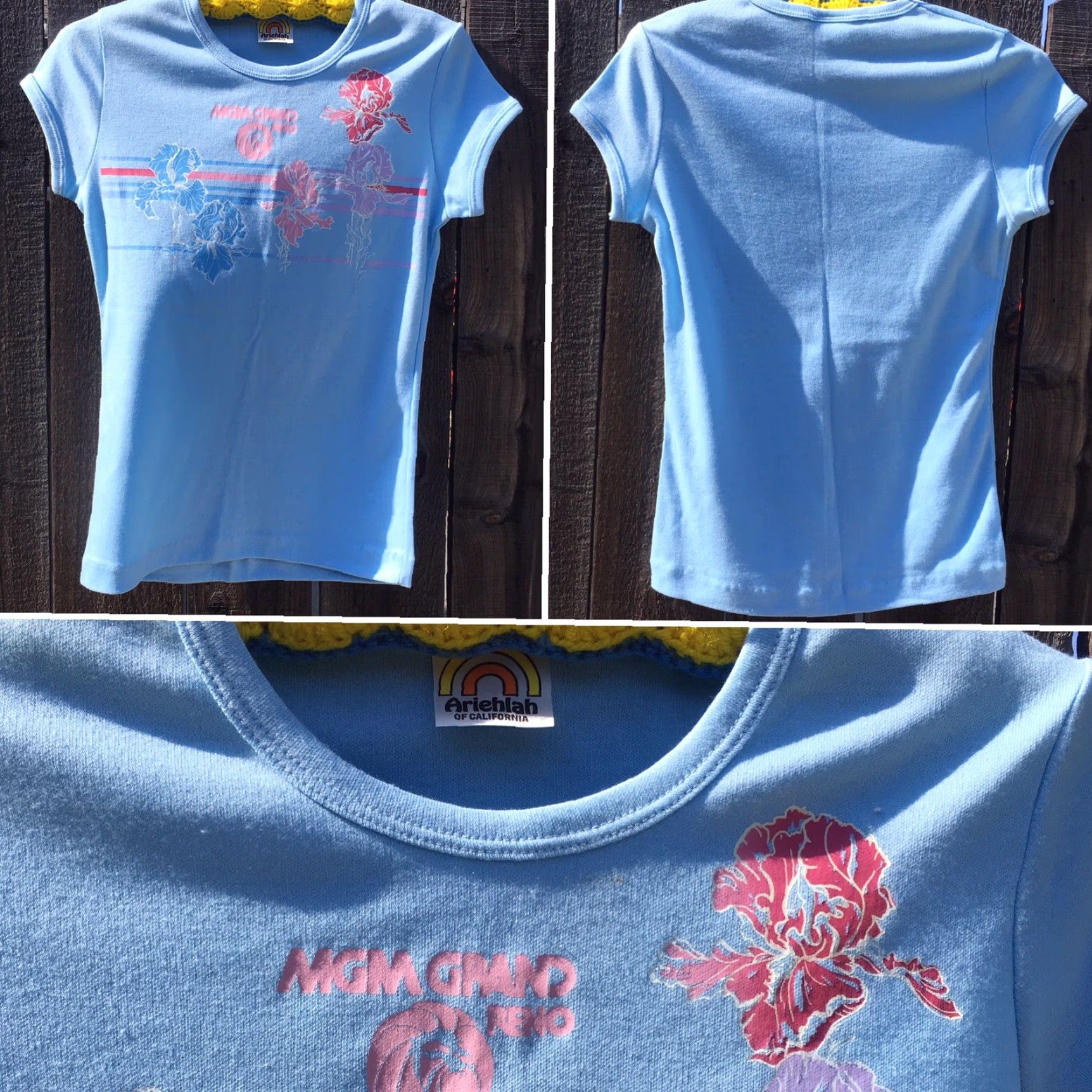 Vintage VINTAGE MGM Grand Reno T Shirt 1980s 80s Ariehlah Of California L Ladies Womens Blue Polycotton Graphic Shirt - Adult Large Size L / US 10 / IT 46 - 6 Thumbnail