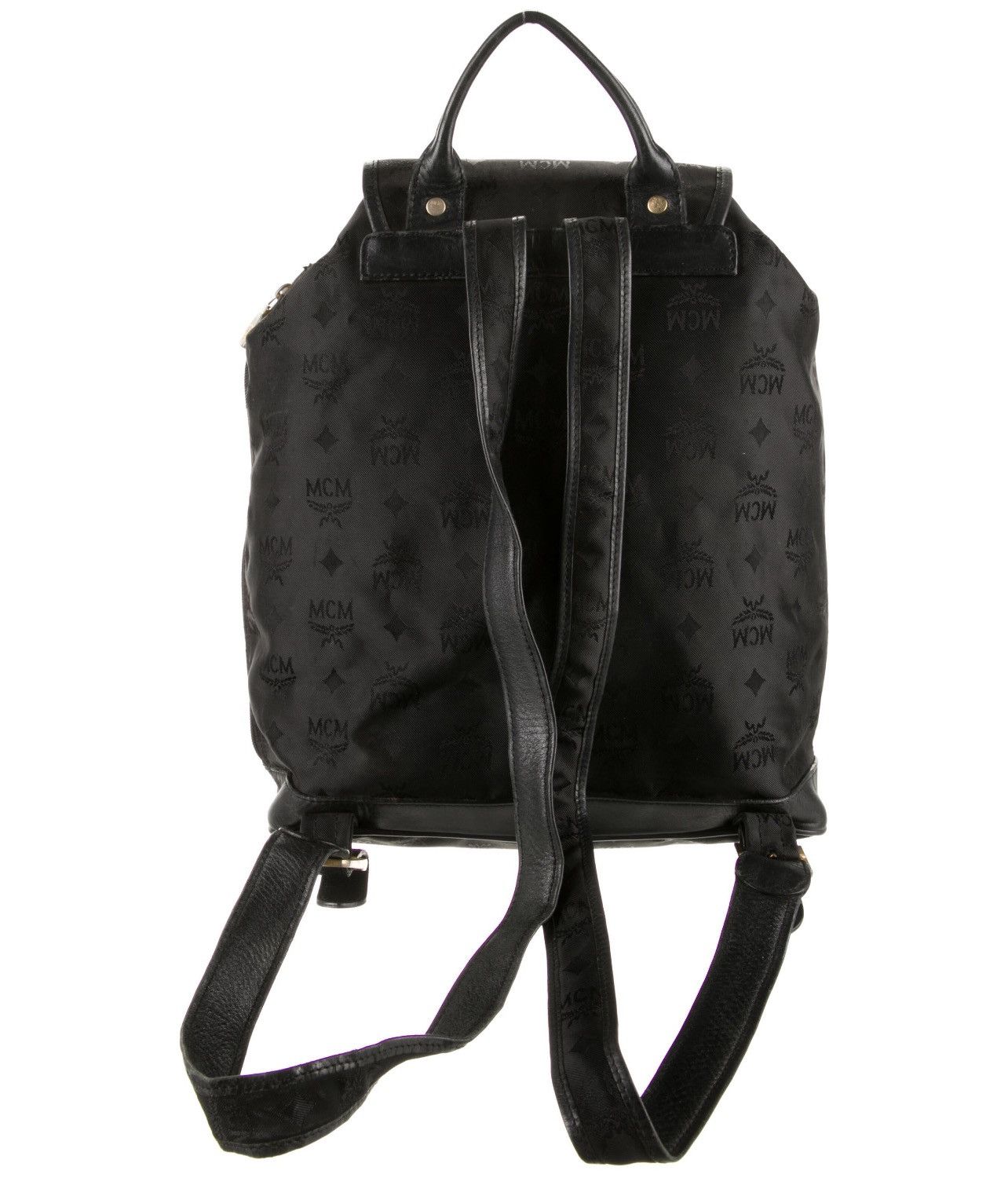 MCM MCM Vintage Black Nylon Drawstring Backpack W Gold Hardware. Size ONE SIZE - 12 Thumbnail