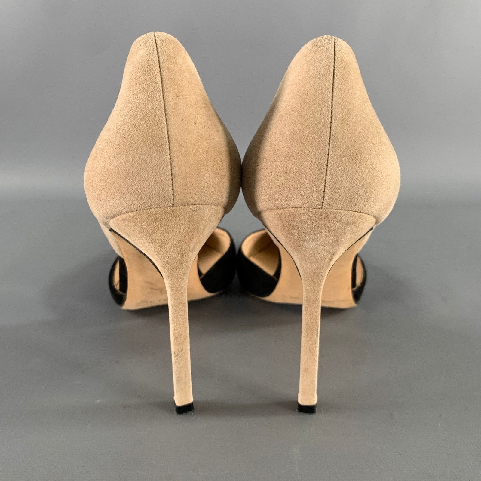 Manolo Blahnik MANOLO BLAHNIK 9.5 Black Tan Suede Two Tone Pointed Pumps Size US 9.5 / IT 39.5 - 3 Thumbnail