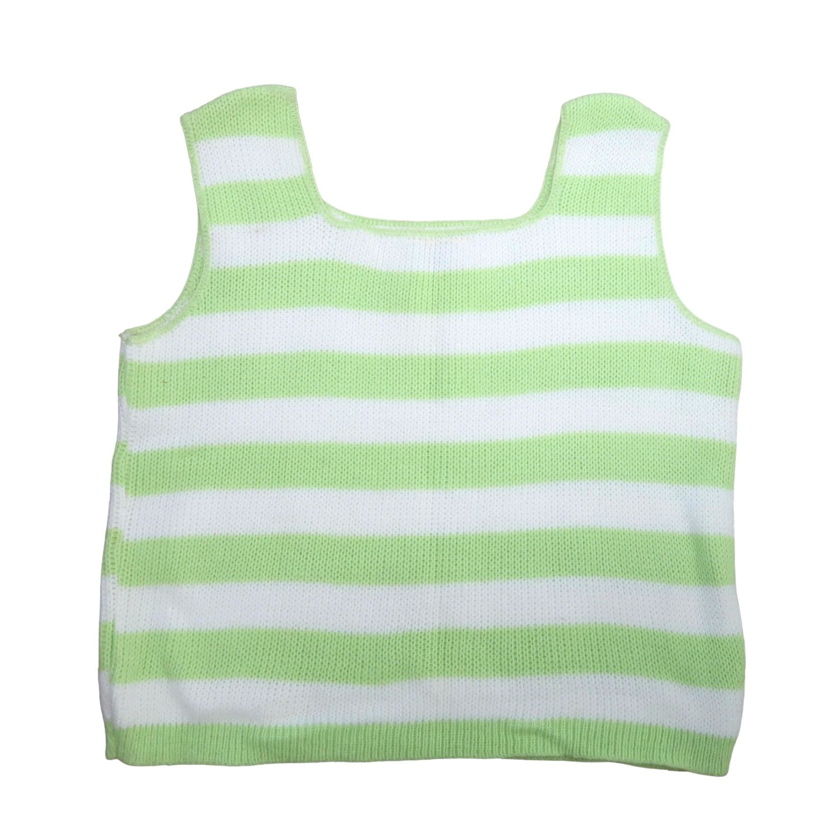 Vintage VINTAGE El Mar Knitwear 70s White and Pastel Green Striped Knit Sweater Vest Tank M Women’s Casual Square Neck Sleeveless Acrylic Orlon 1970s Size M / US 6-8 / IT 42-44 - 2 Thumbnail