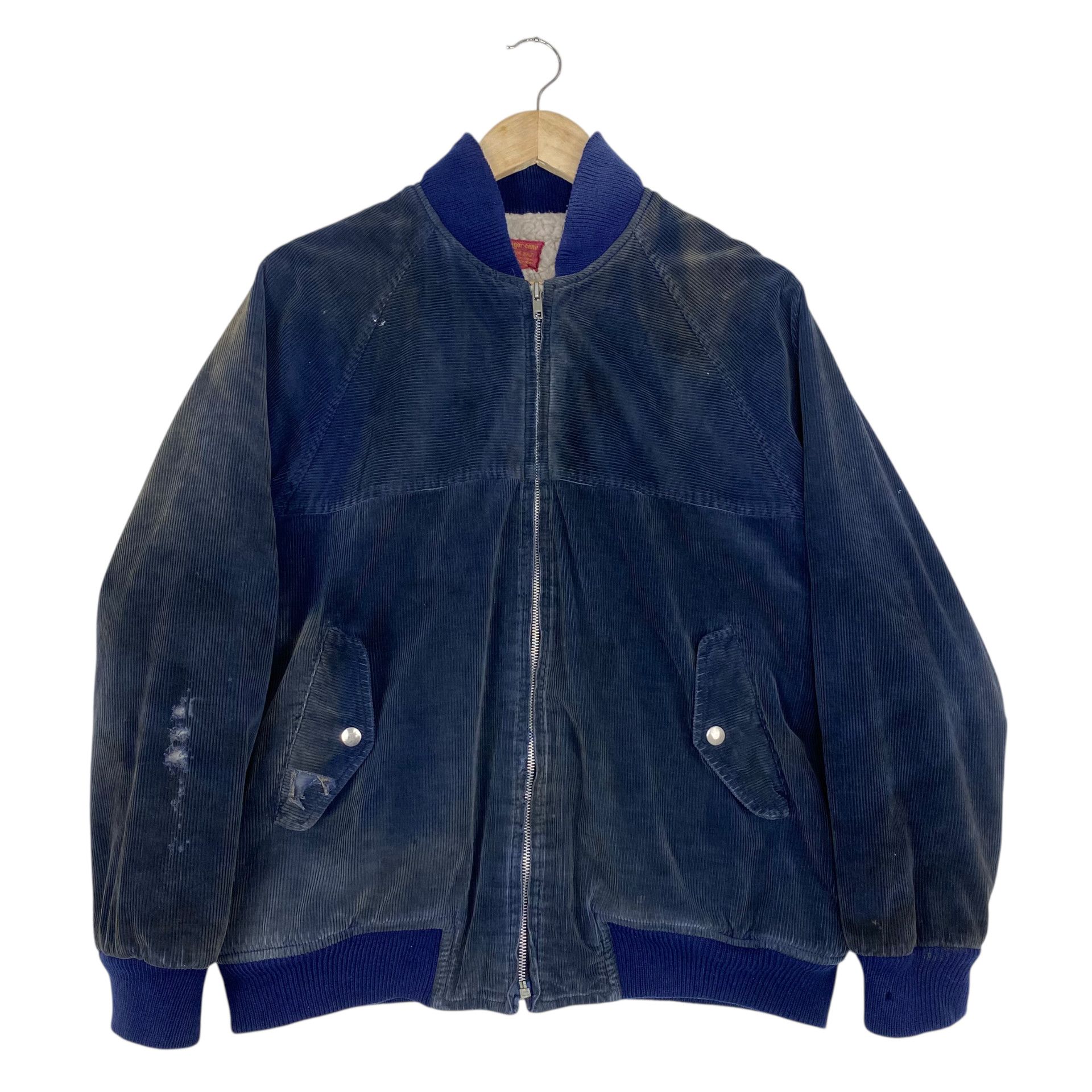 Sugar Cane 💥70s DISTRESSED CORDUROY BOMBER NAVY JACKET Size US M / EU 48-50 / 2 - 1 Thumbnail