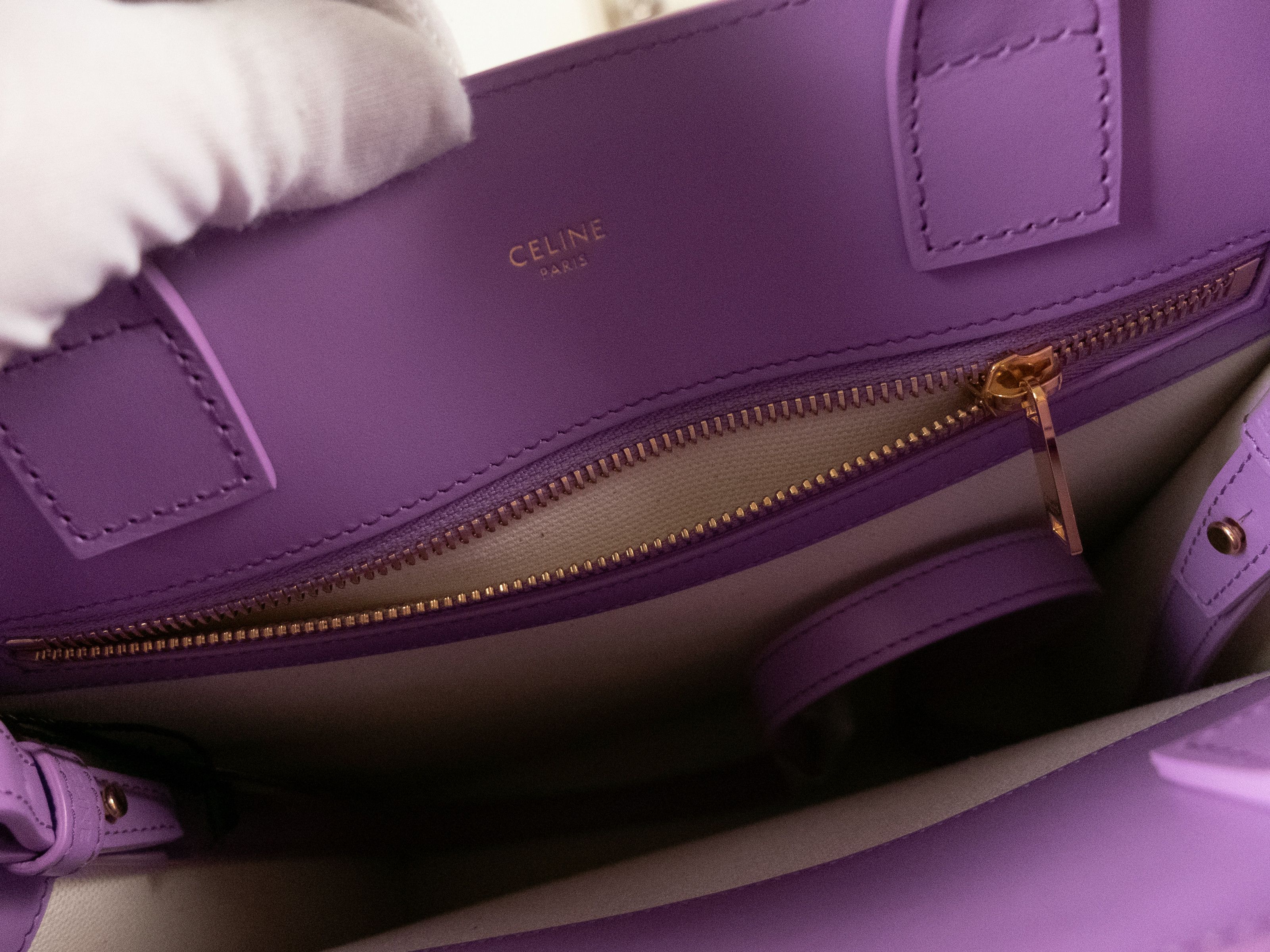 Celine CELINE Small Vertical mauve purple canvas leather tote bag q Size ONE SIZE - 7 Thumbnail