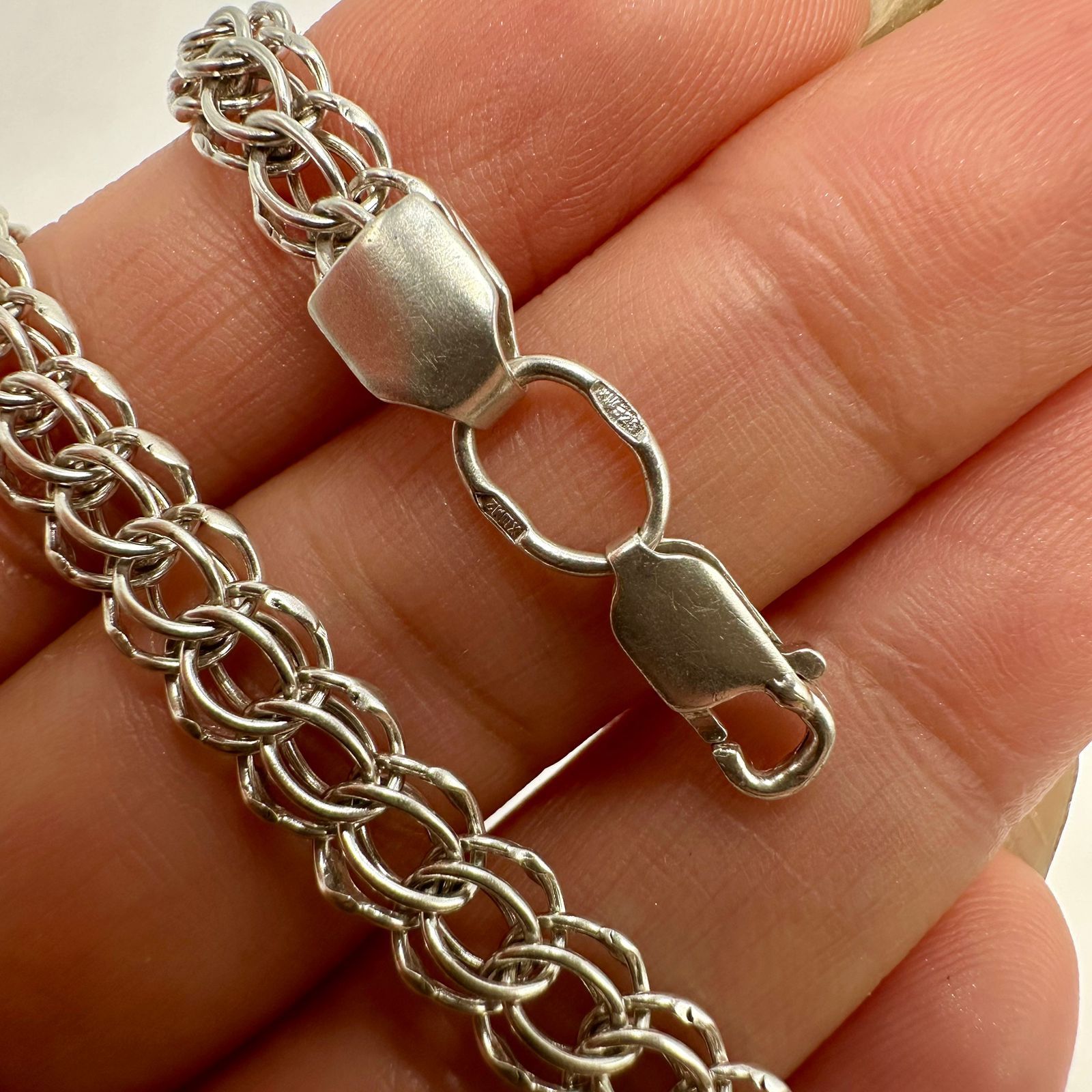 Sterling Silver Vintage 925 Sterling Silver Bracelet Double Link Chain Size ONE SIZE - 7 Thumbnail