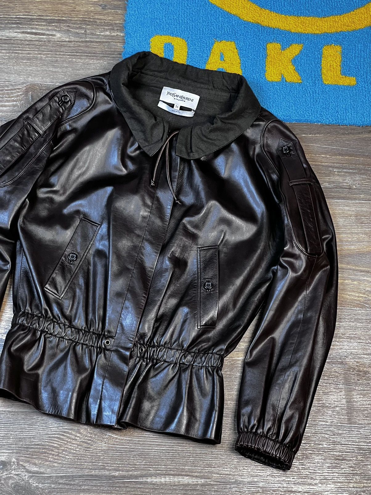 Yves Saint Laurent Yves Saint Laurent Rive Gauche Brown Leather Jacket Size XS / US 0-2 / IT 36-38 - 3 Thumbnail