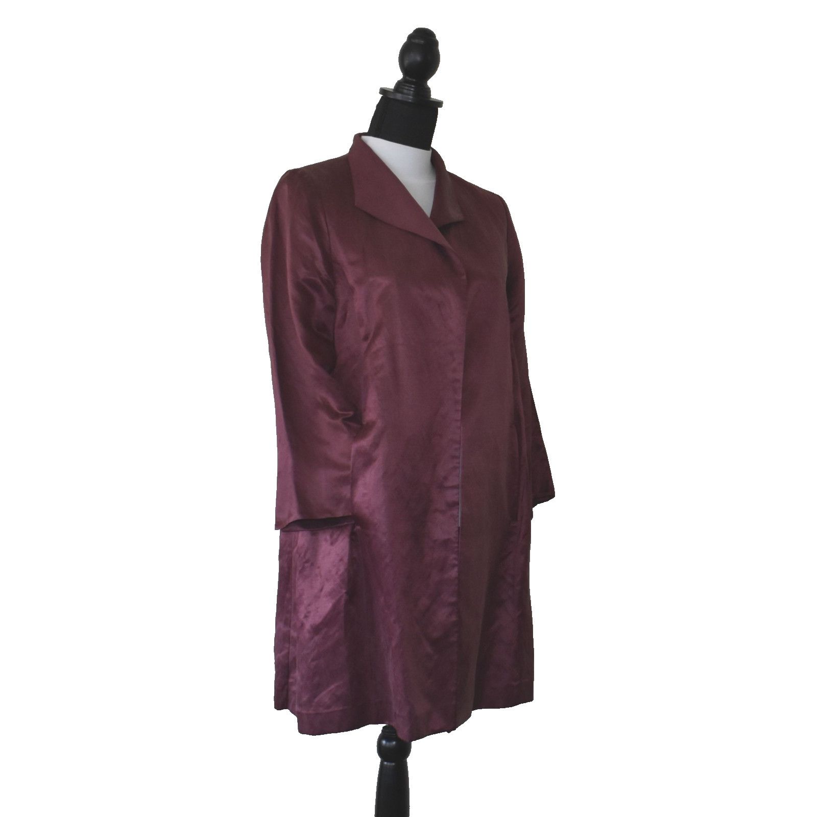 Eileen Fisher EILEEN FISHER Burgundy Linen & Silk Shimmer Jacket Size S/P Size S / US 4 / IT 40 - 2 Thumbnail