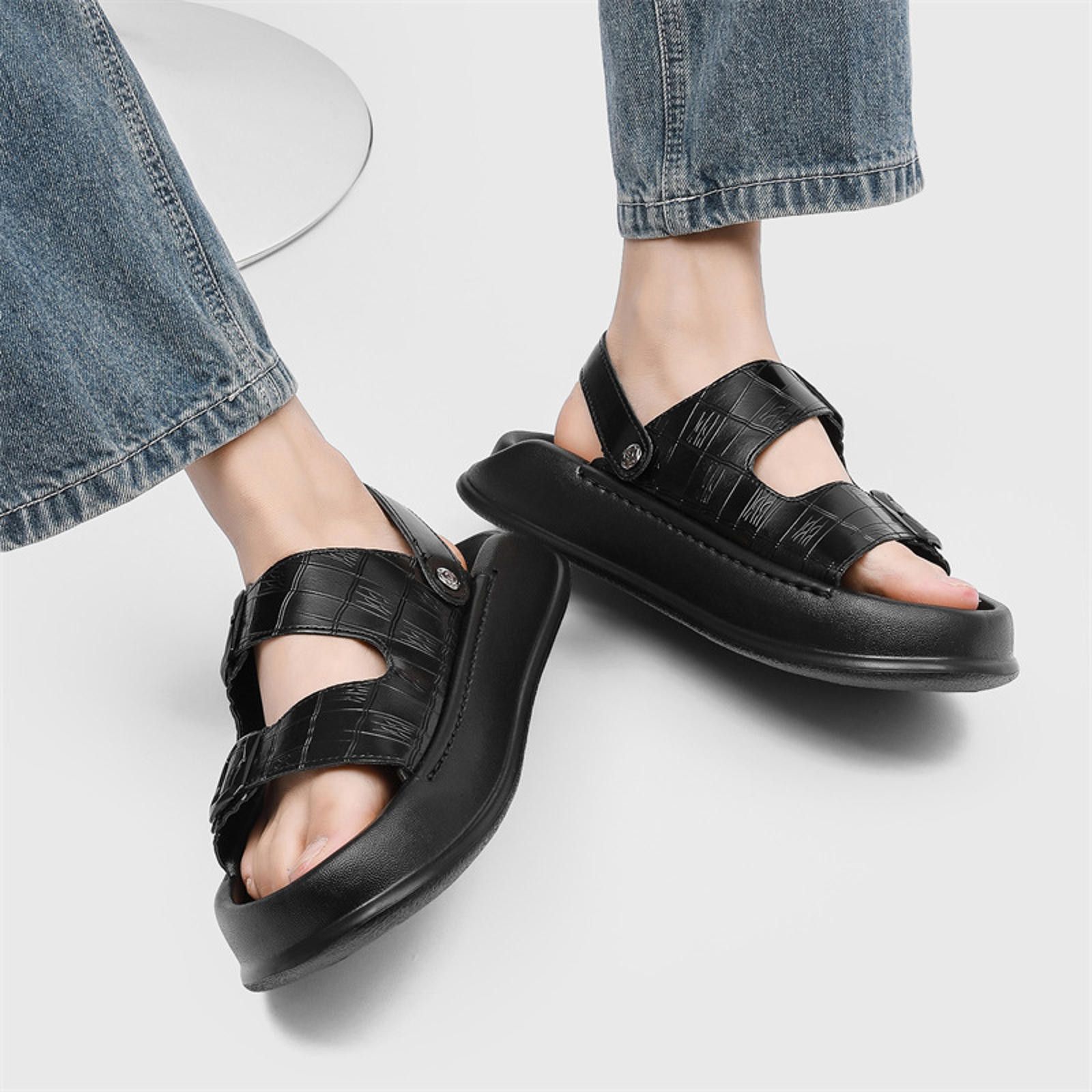 Other Stylish Black Crocodile Pattern Sandals Size US 9 / EU 42 - 2 Thumbnail