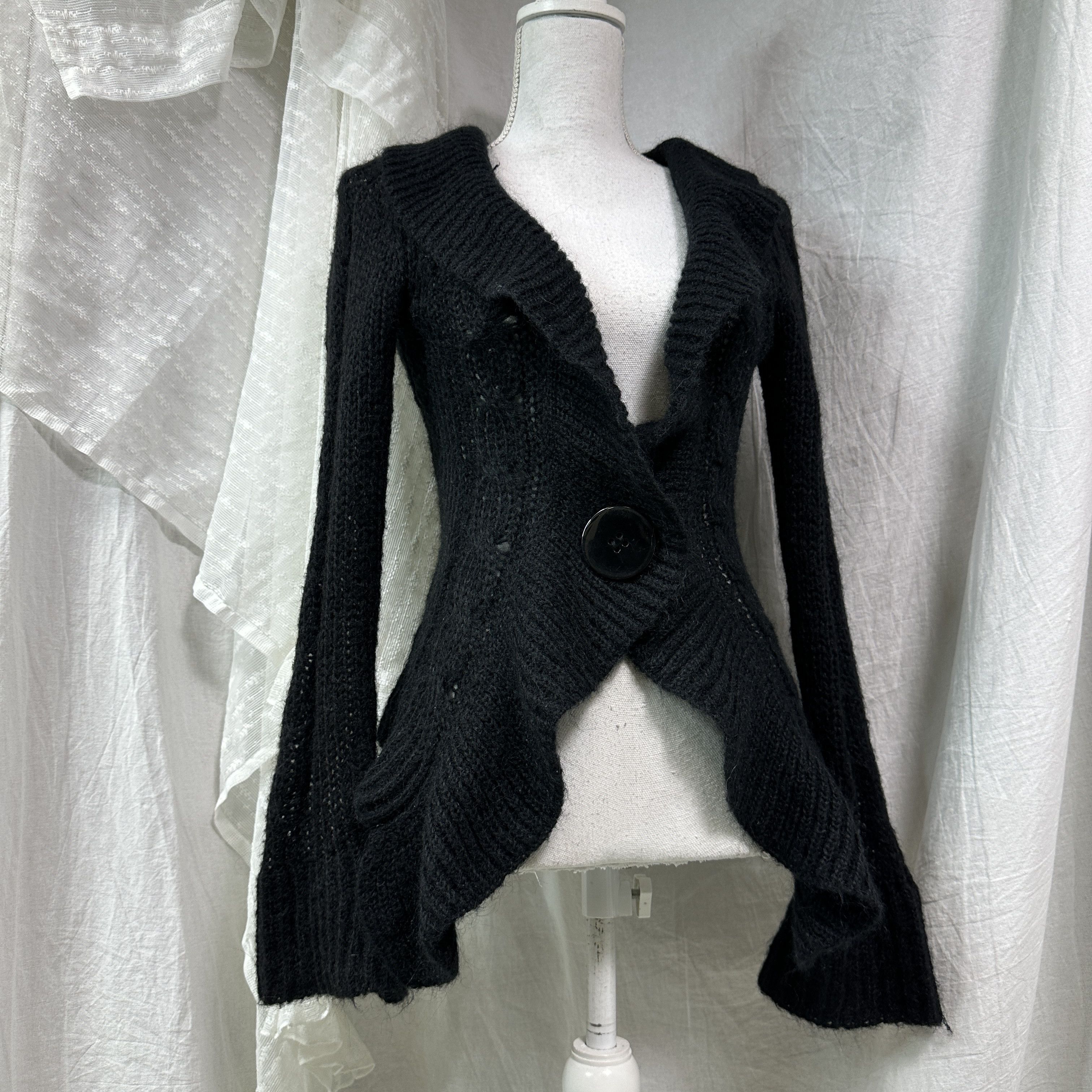 Vintage Vintage Avant Garde Mohair Big Button Cardigan Y2K Size S / US 4 / IT 40 - 2 Thumbnail