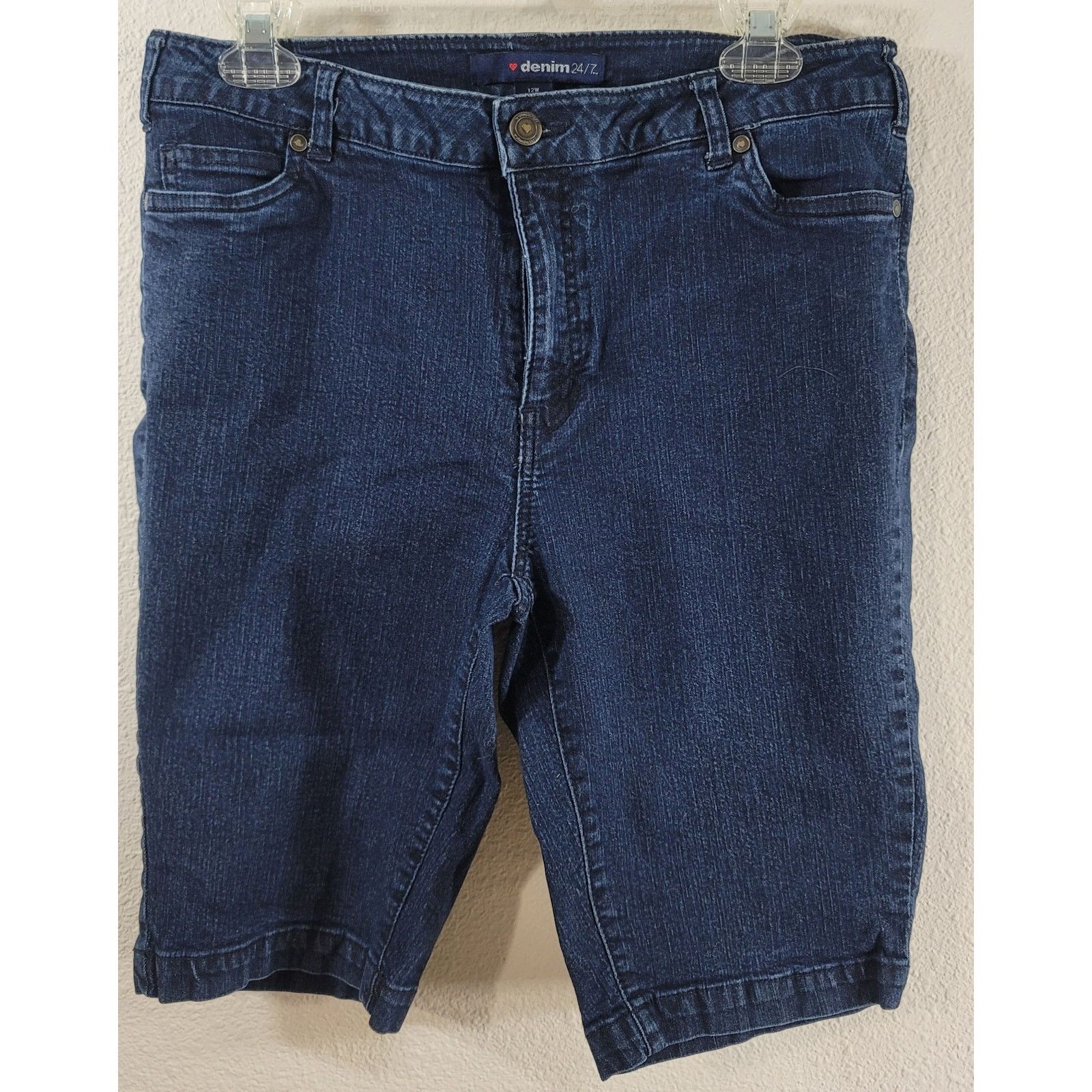 Other Denim 24/7 Blue Flat Front Denim Bermuda Shorts 12W Size 34" / US 12 / IT 48 - 1 Thumbnail