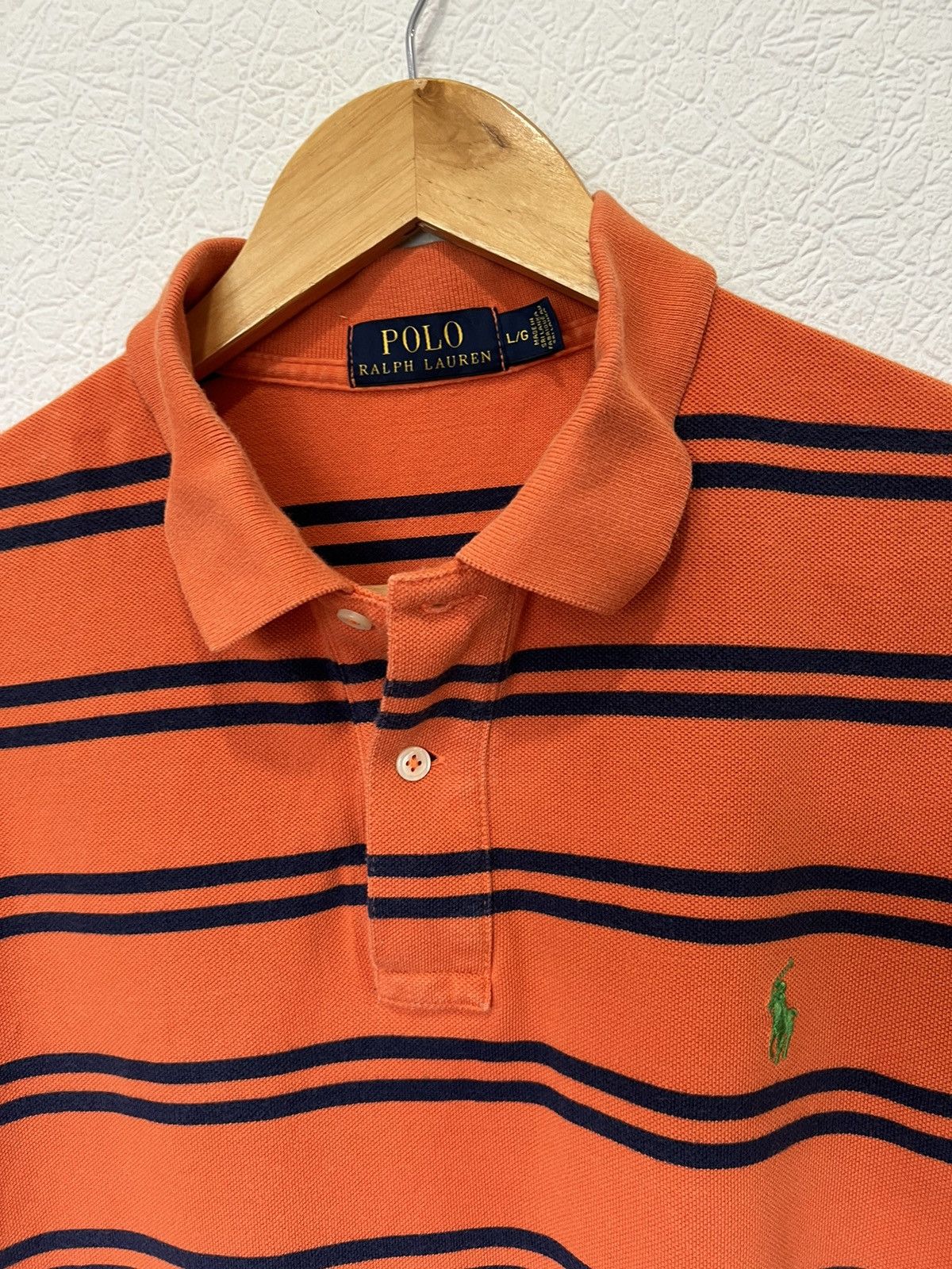 Vintage Vintage Polo Ralph Lauren Striped Orange Polo Shirt Tee Size US L / EU 52-54 / 3 - 2 Thumbnail