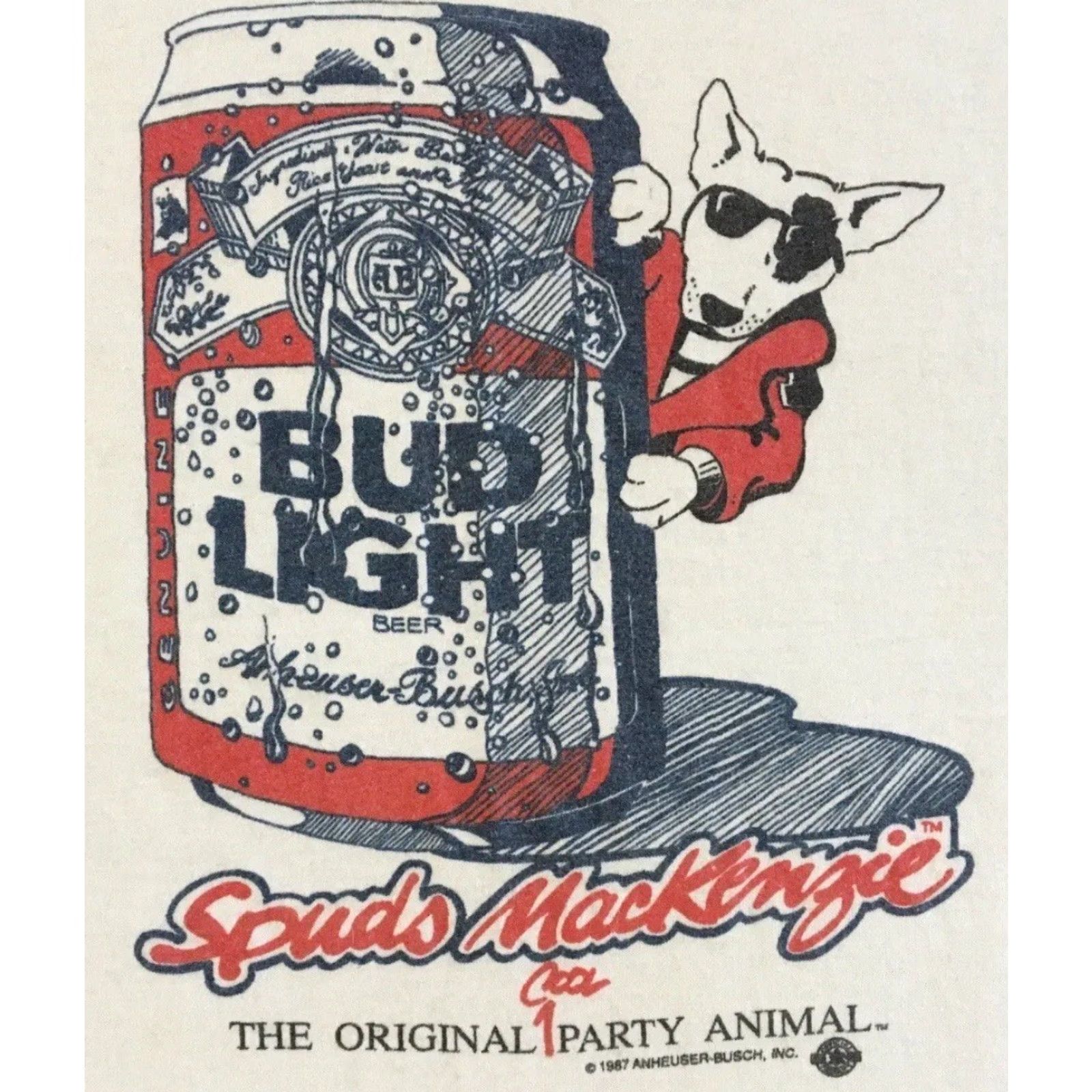 Vintage VINTAGE Bud Light Spuds Mackenzie Party Dog Shirt M White 80s 90s Funny Grunge Beer Dog USA Mens Rock Retro Fans Size US M / EU 48-50 / 2 - 2 Thumbnail