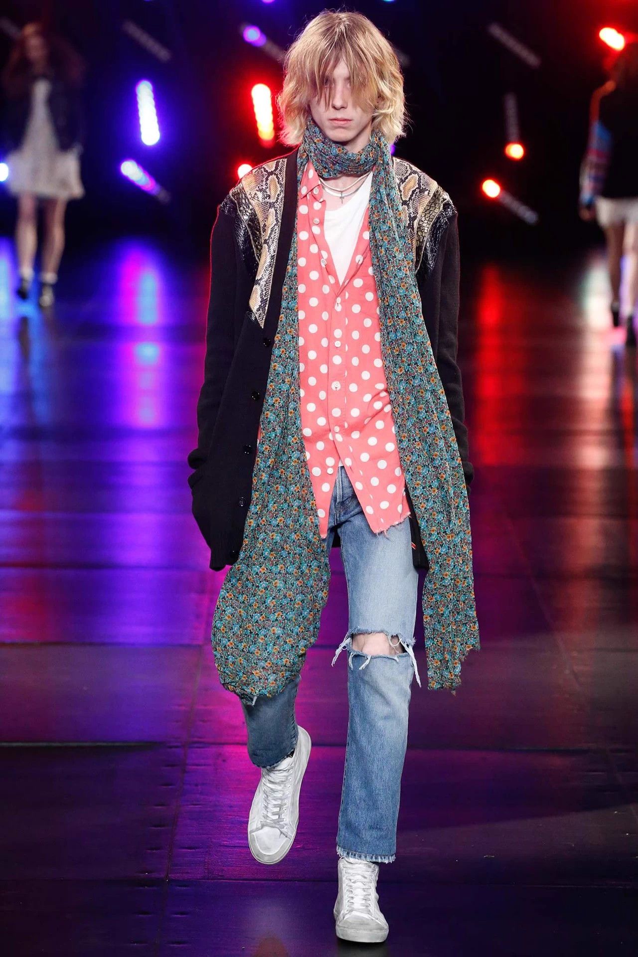 Saint Laurent Paris SLP 16ss Hedi blue wash mid-waist straight knee cut destroye Size US 31 - 8 Thumbnail