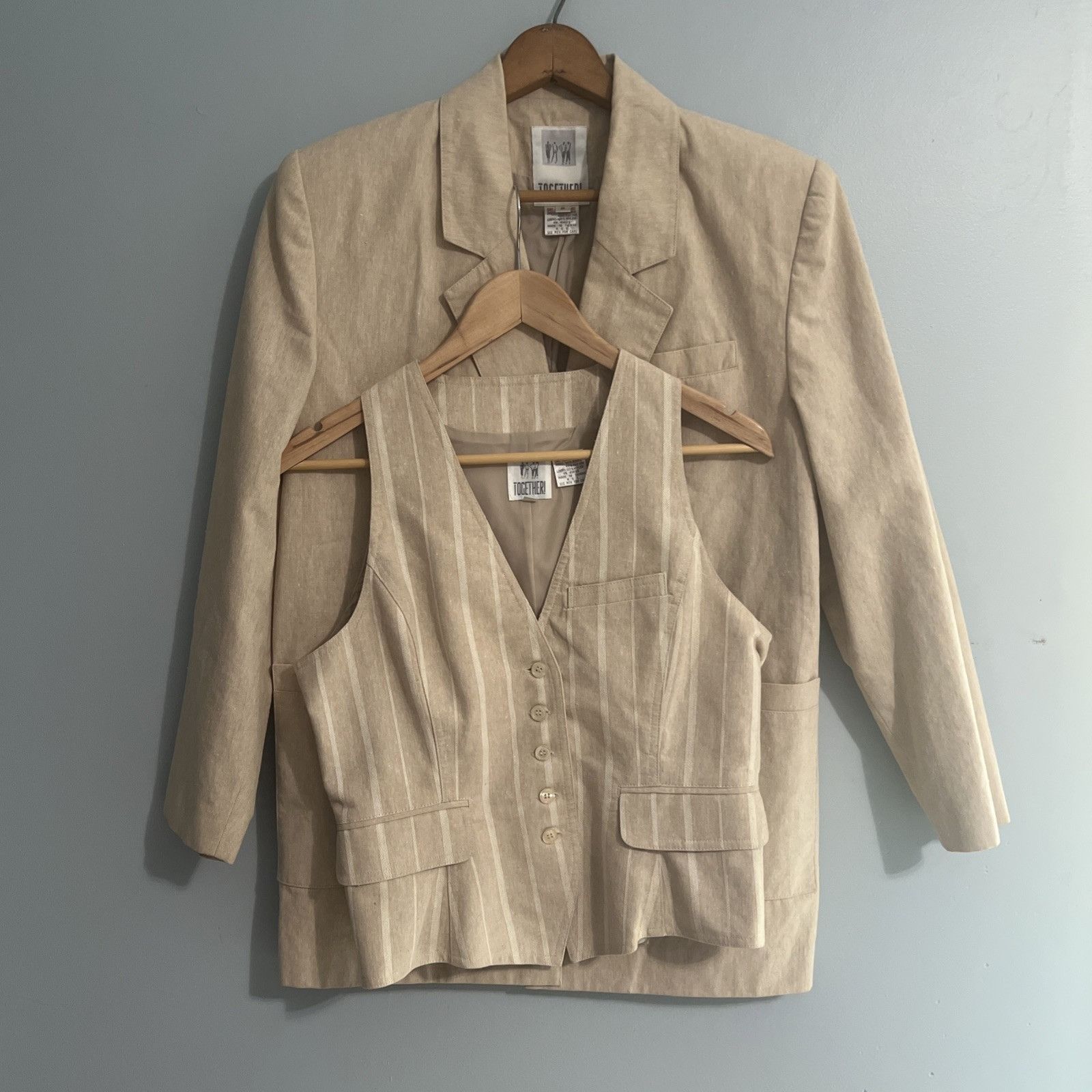 By Together Vintage TOGETHER S8 blazer And S6 Vest. Exc. Cond. Ramie/co Size M / US 6-8 / IT 42-44 - 2 Thumbnail