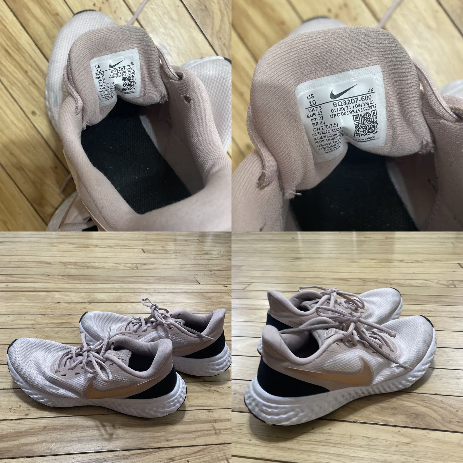 Nike Nike Revolution Running Sneakers Pink Womens 10 Breathable Lace Up Rubber Low Top Athletic Casual Sports Shoes Cap Rose 2021 Womens Size US 10 / IT 40 - 9 Thumbnail
