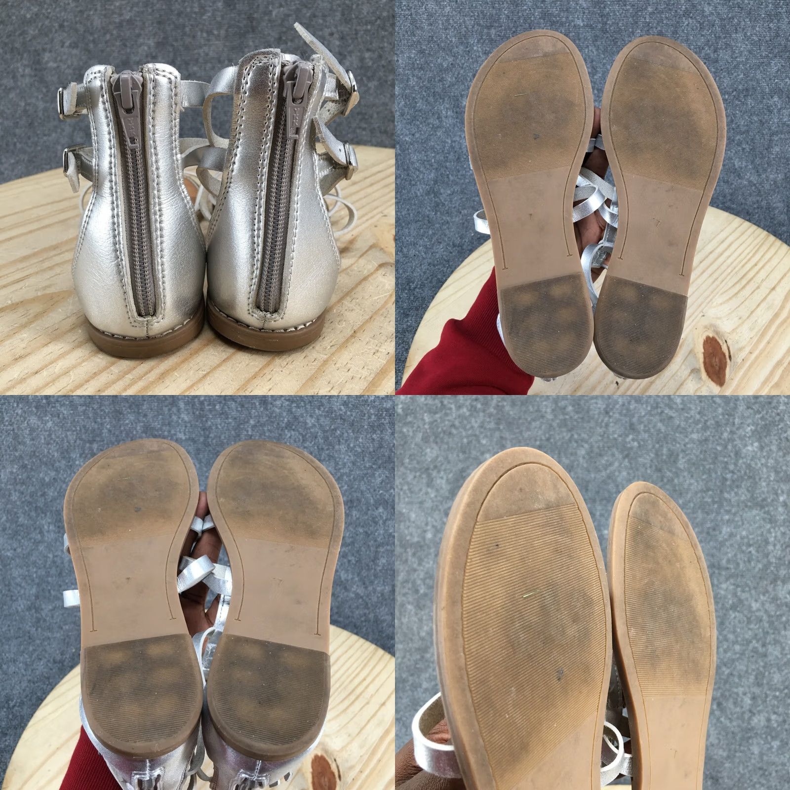 Old Navy Old Navy Sandals Gladiator Womens 7 Silver Ankle Strap Casual Flats Open Toe Shoes Size US 7 / IT 37 - 8 Thumbnail
