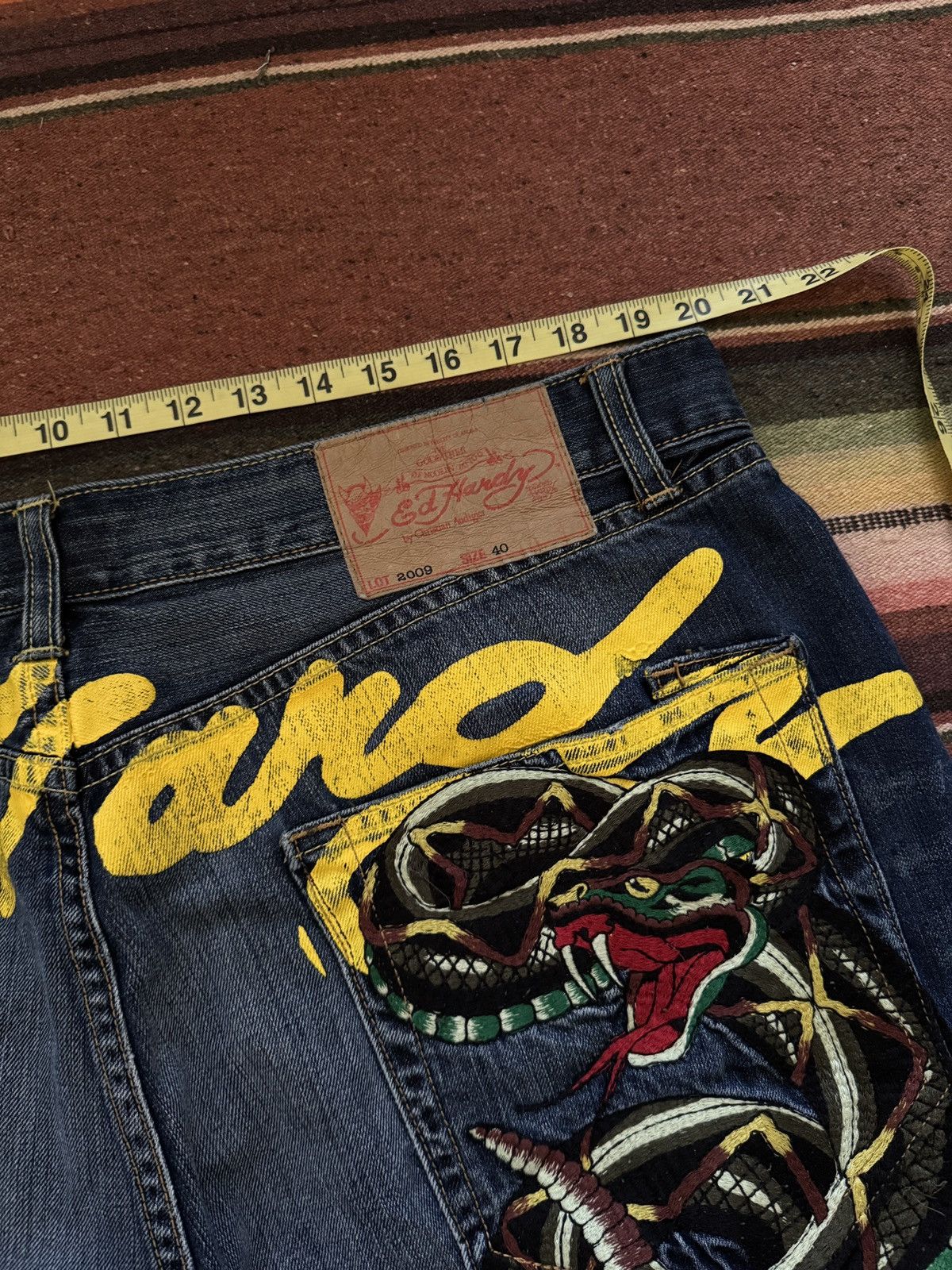 Ed Hardy Y2K 2009 Ed Hardy Rattlesnake Denim Baggy Jeans Size US 40 / EU 56 - 6 Thumbnail