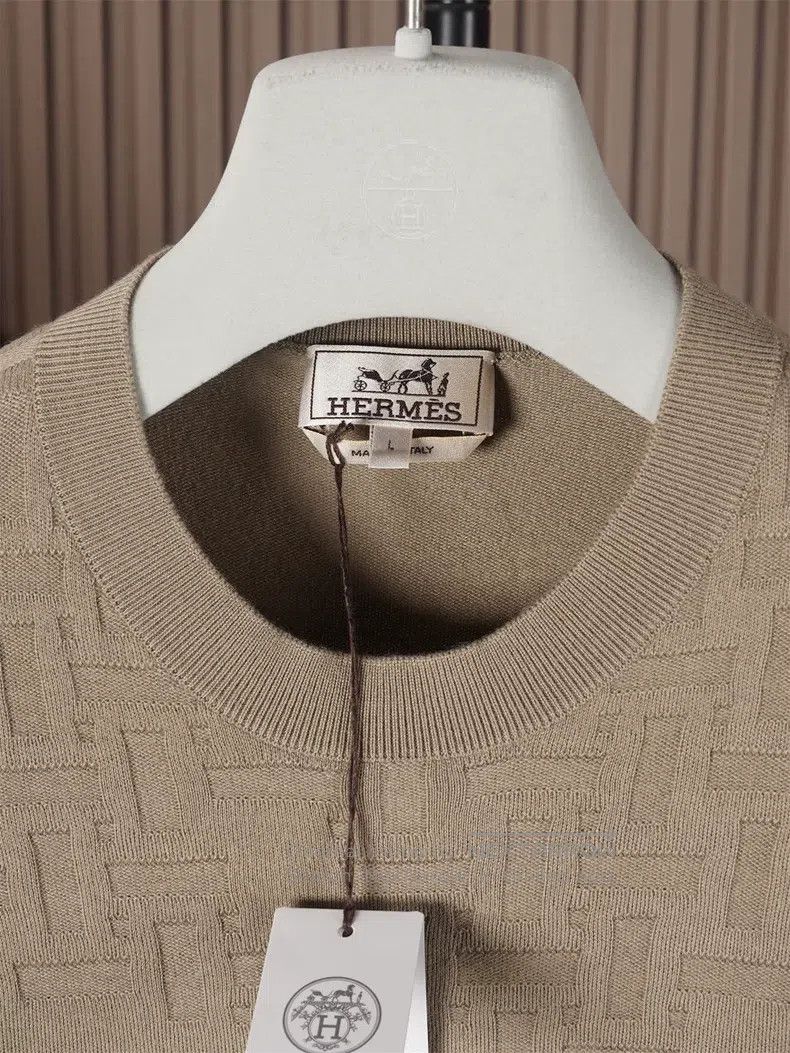 Hermes Hermes Fall/Winter Thick Sandstone Color Cashmere Sweater Size US L / EU 52-54 / 3 - 3 Thumbnail