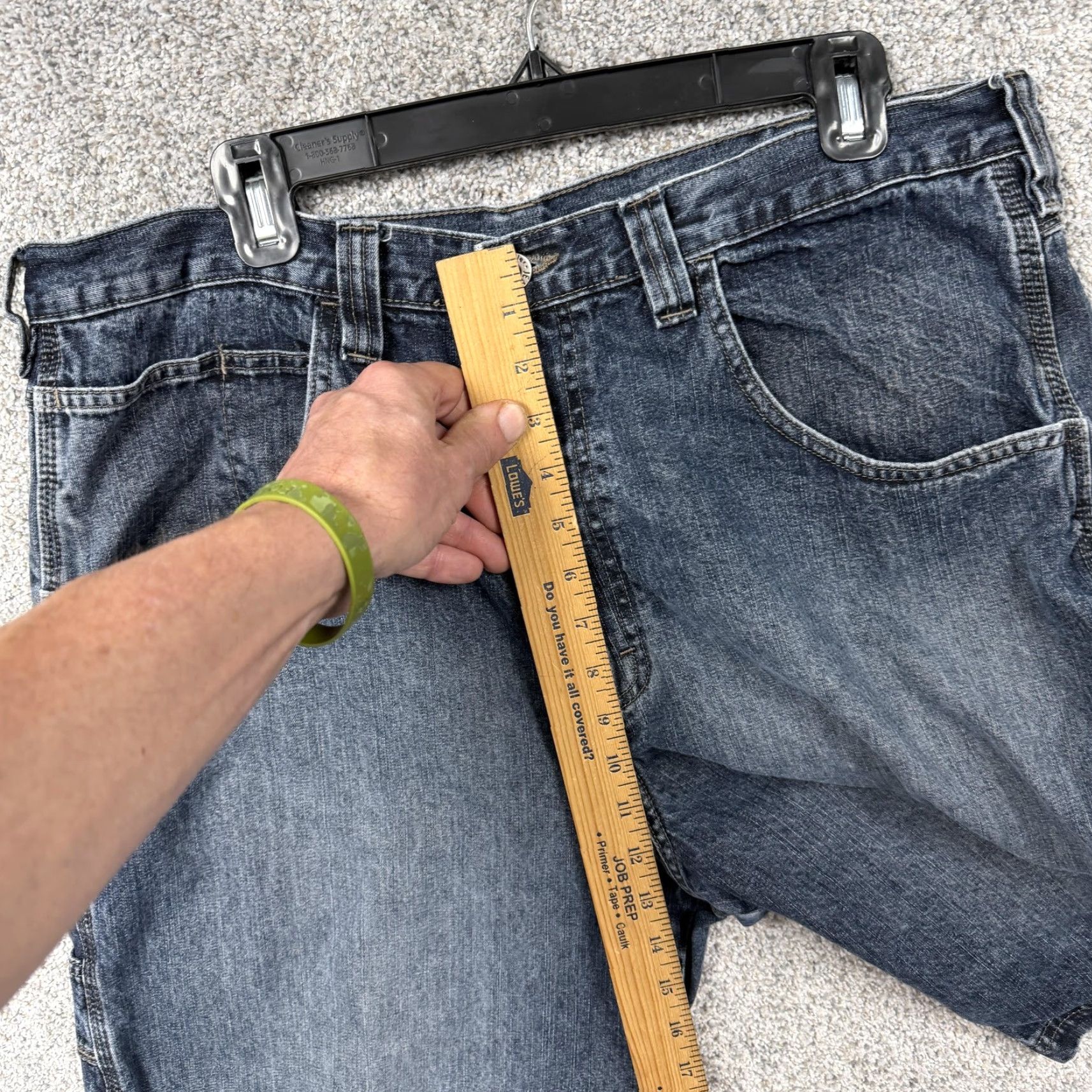 Wrangler VINTAGE Wrangler Cargo Shorts Mens 36x9 Blue Denim Carpenter Baggy Utility Cargo Pocket 90s Grunge Retro Workwear Summer Mens Size US 36 / EU 52 - 6 Thumbnail