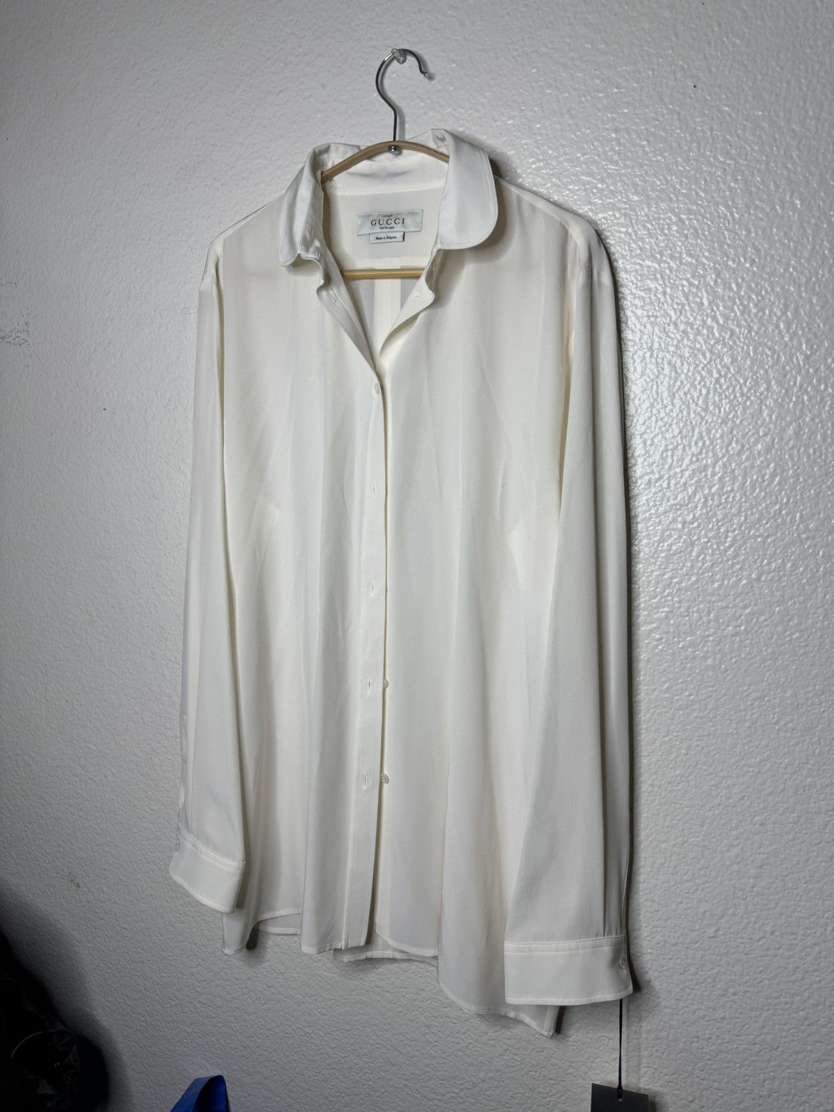 Gucci Gucci Uniform Silk Button Up Long Sleeve Shirt Cream New Size XL / US 12-14 / IT 48-50 - 1 Thumbnail
