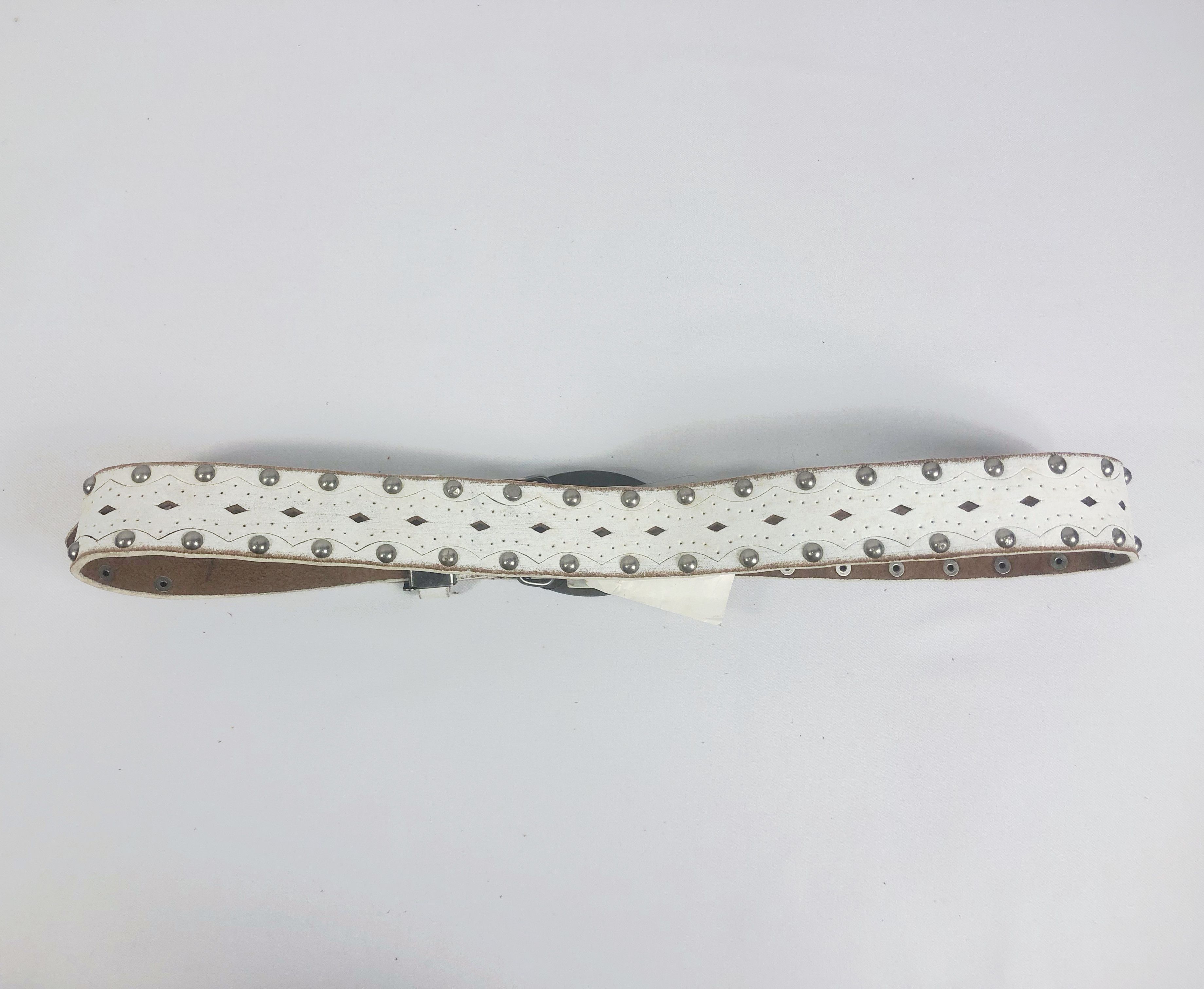 Japanese Brand Vintage NOS Power To The People Studded Punk Leather Belt Size ONE SIZE - 7 Thumbnail