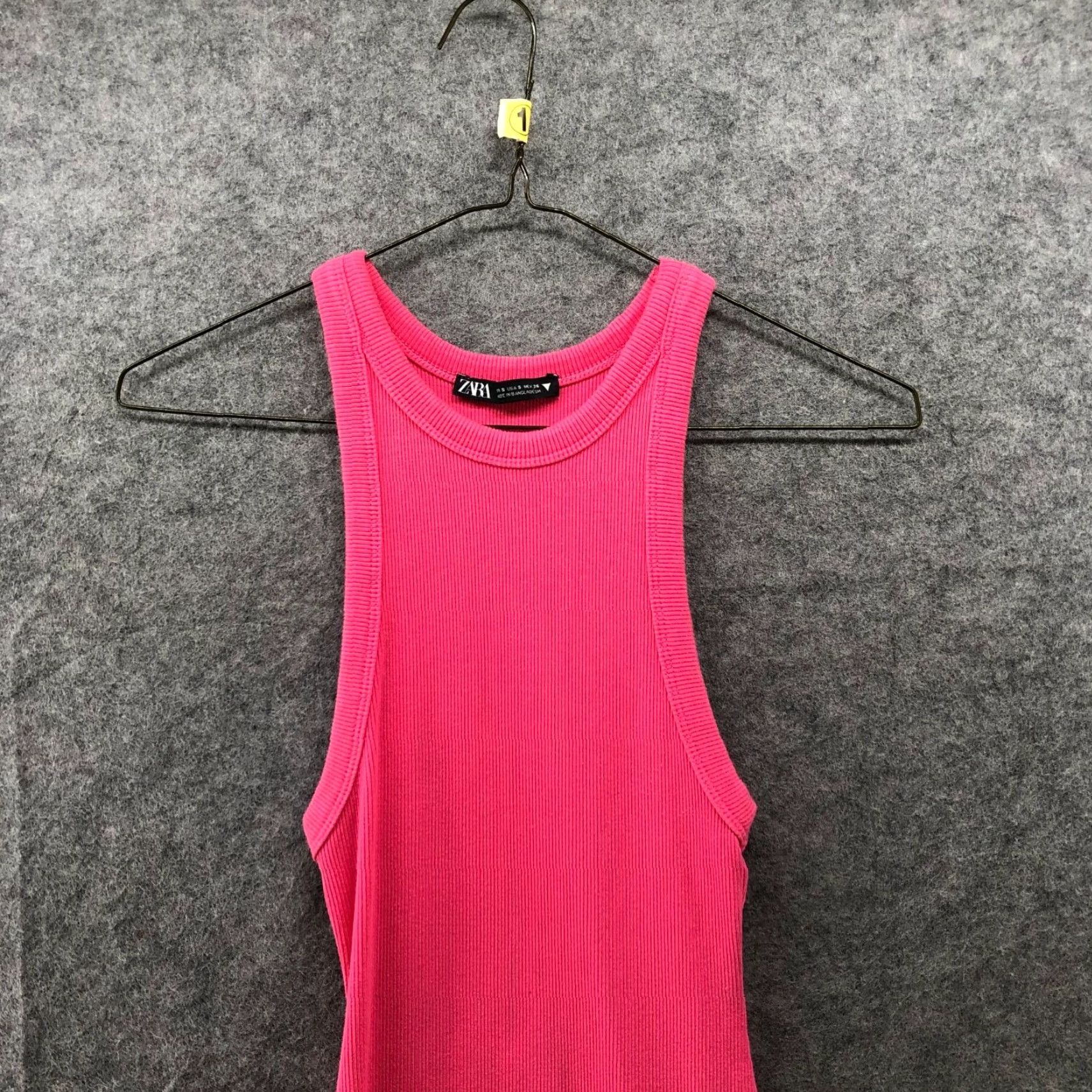 Zara Zara Women's Tank Bodycon Dress S Pink Ribbed Knit Midi/Knee Length Stretch Casual Sleeveless Pullover Size S / US 4 / IT 40 - 2 Thumbnail