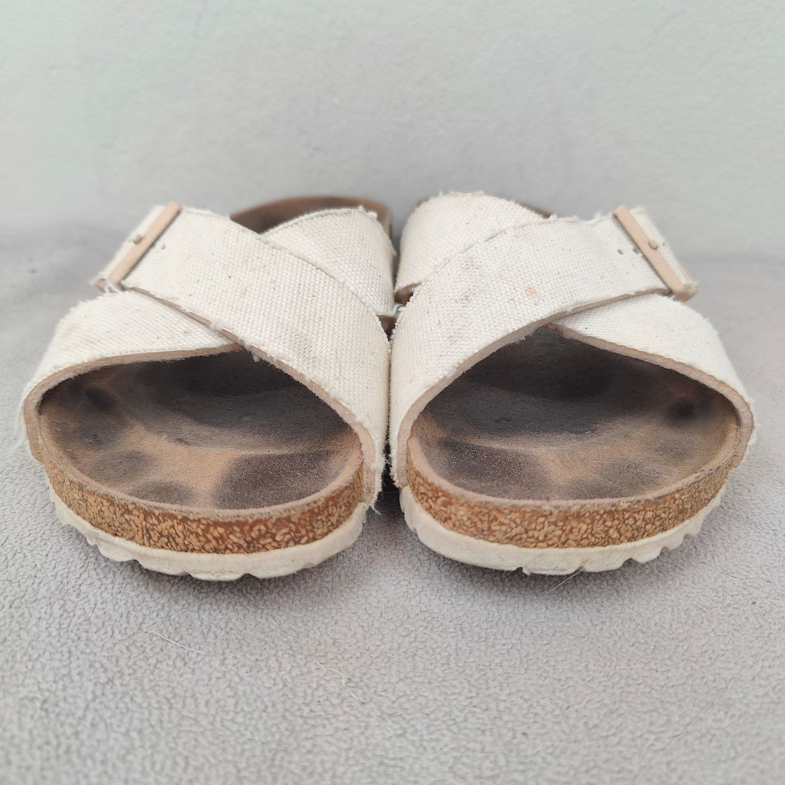 Birkenstock Birkenstock Sienna Canvas Slide Sandals 39 Womens 8 White Size US 8 / IT 38 - 3 Thumbnail