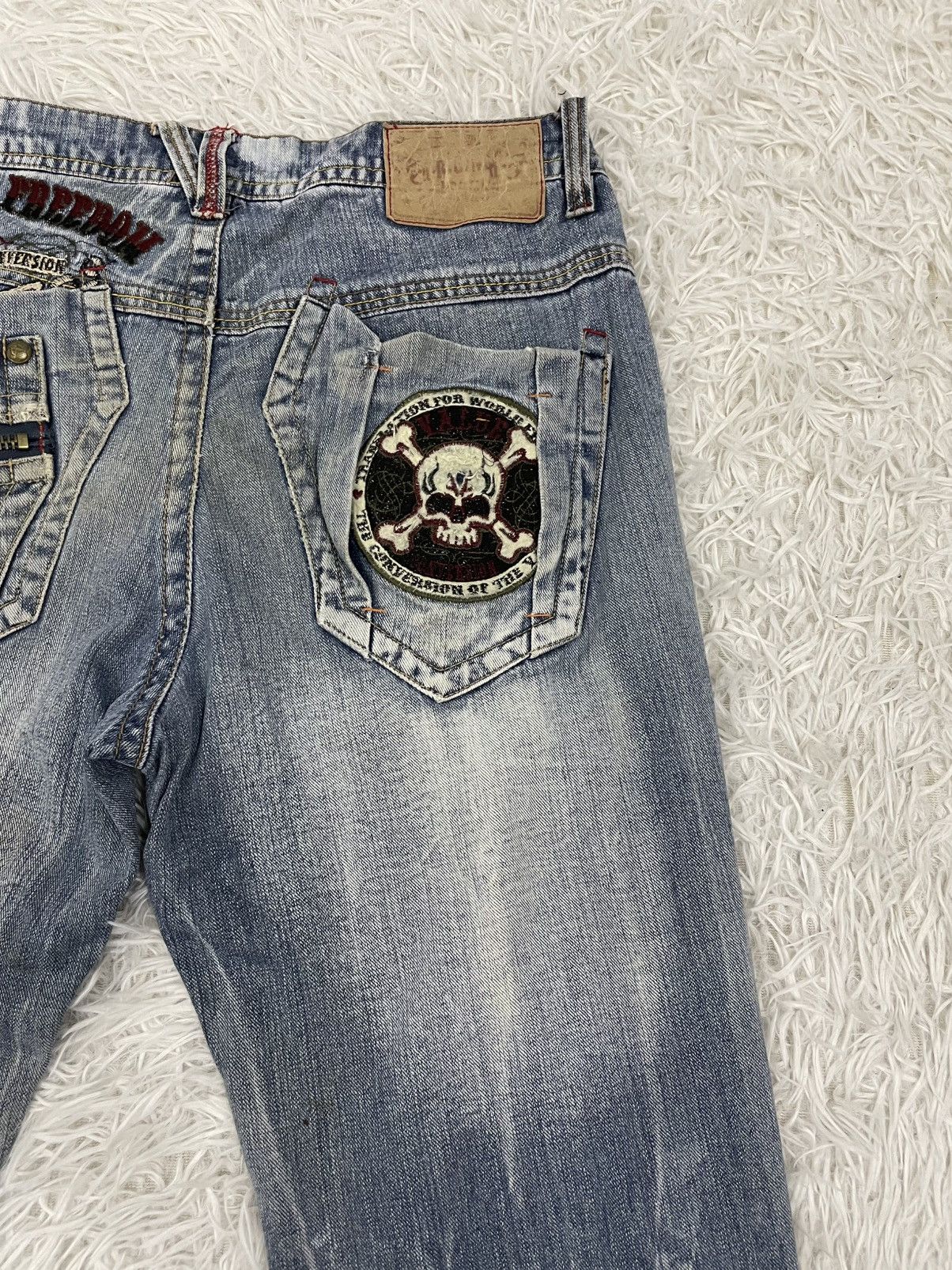 Japanese Brand Skull The World of Freedom Flare Jeans Pant Size US 33 - 11 Thumbnail