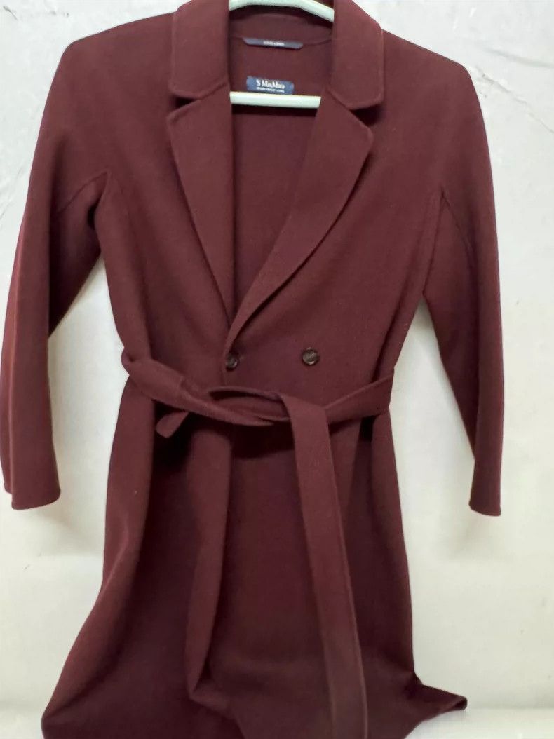 Max Mara Max Mara Wool cashmere coat Burgundy Size M / US 6-8 / IT 42-44 - 2 Thumbnail