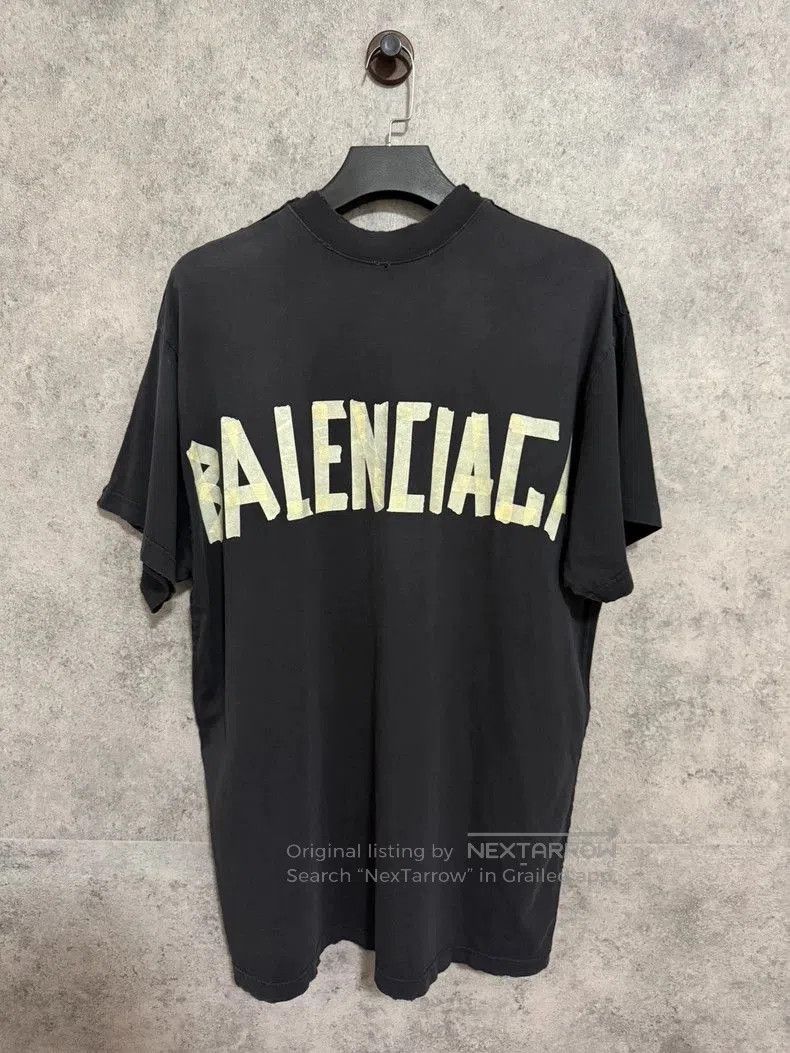 Balenciaga Balenciaga Black Red Tape Stitch 3B Embroidery Tee. Size US S / EU 44-46 / 1 - 1 Thumbnail