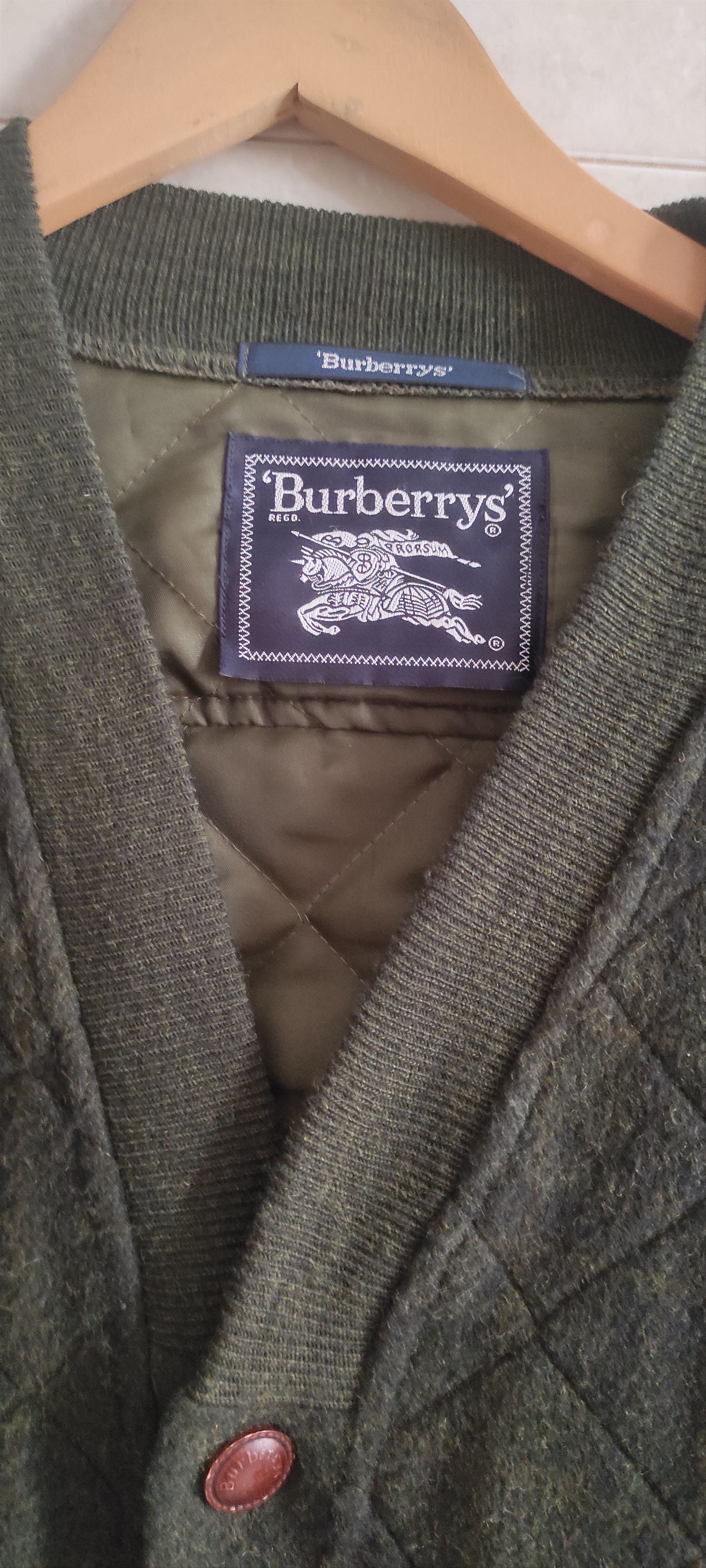 Burberry × Vintage VTG Burberrys Cardigan Bomber Quilted Jacket Acrylic Wool Size US XL / EU 56 / 4 - 3 Thumbnail