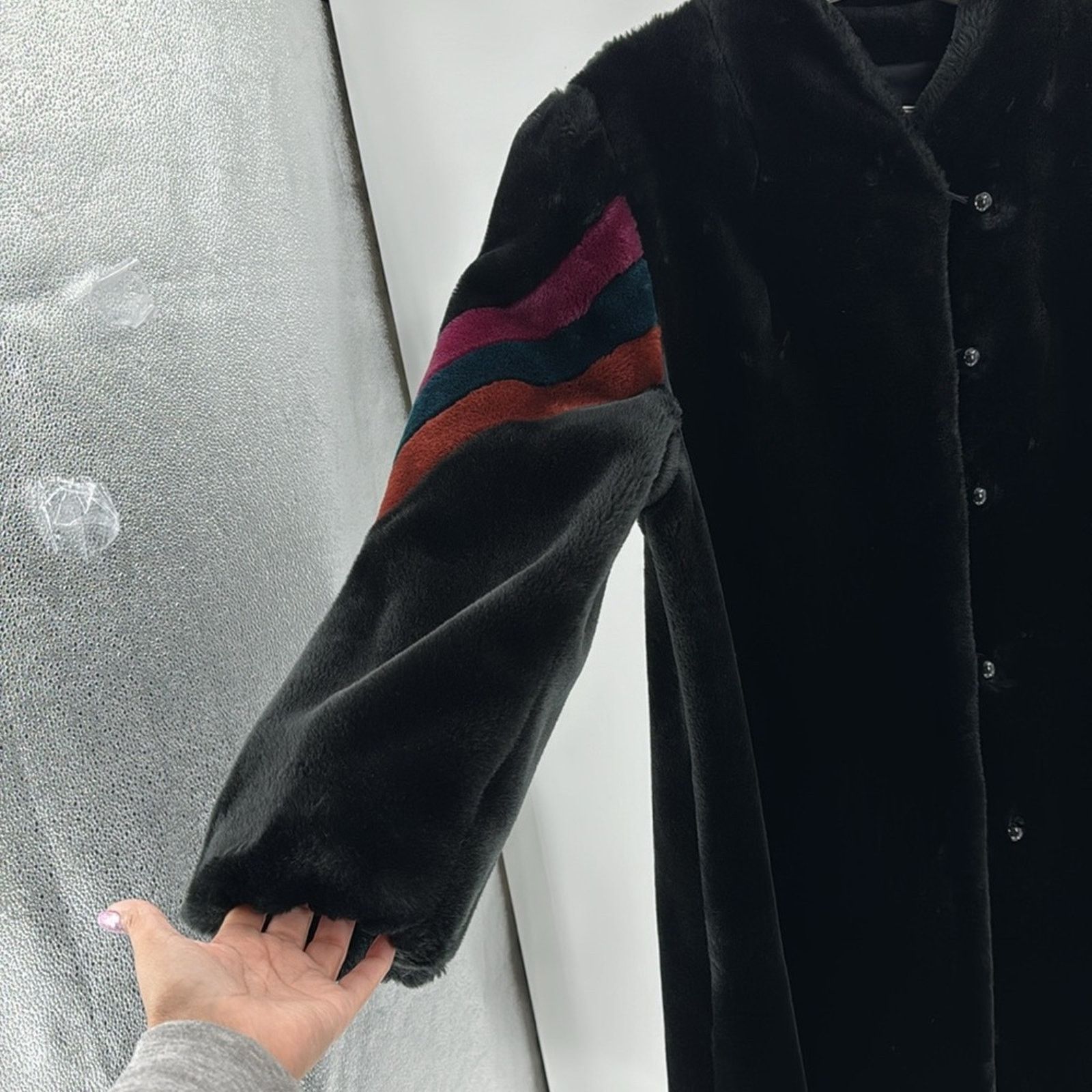 Vintage Vintage faux fur black long line coat 80s 70s heavy lined Size L / US 10 / IT 46 - 5 Thumbnail