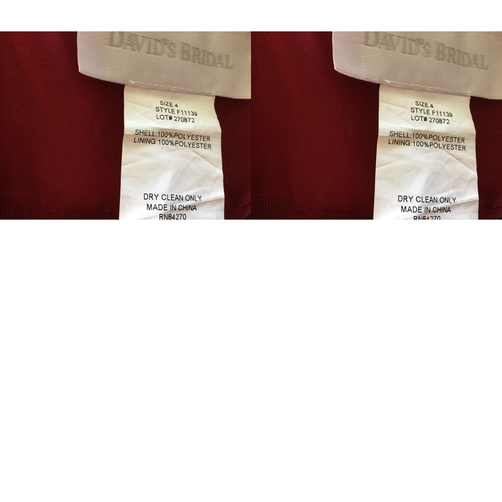 Vintage David's Bridal Bridesmaid Red Evening Dress Strapless Size 4 Appliqué Detail Size ONE SIZE - 8 Thumbnail