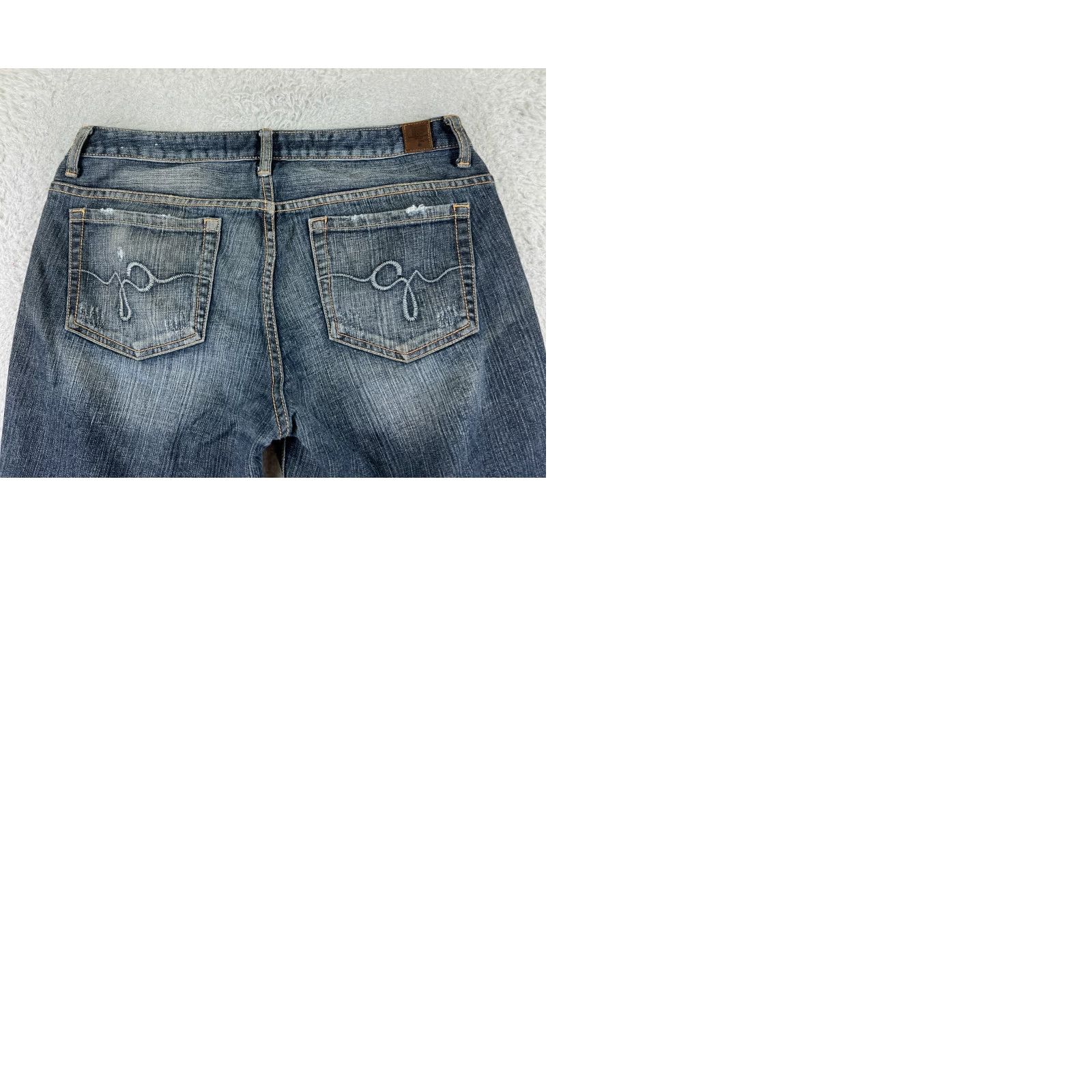 Guess GUESS Jeans Denim Bootcut 27 Blue Womens Low Rise Distressed 5-Pocket Inseam 32 inches Regular Cotton Pant Size 27" / US 4 / IT 40 - 10 Thumbnail