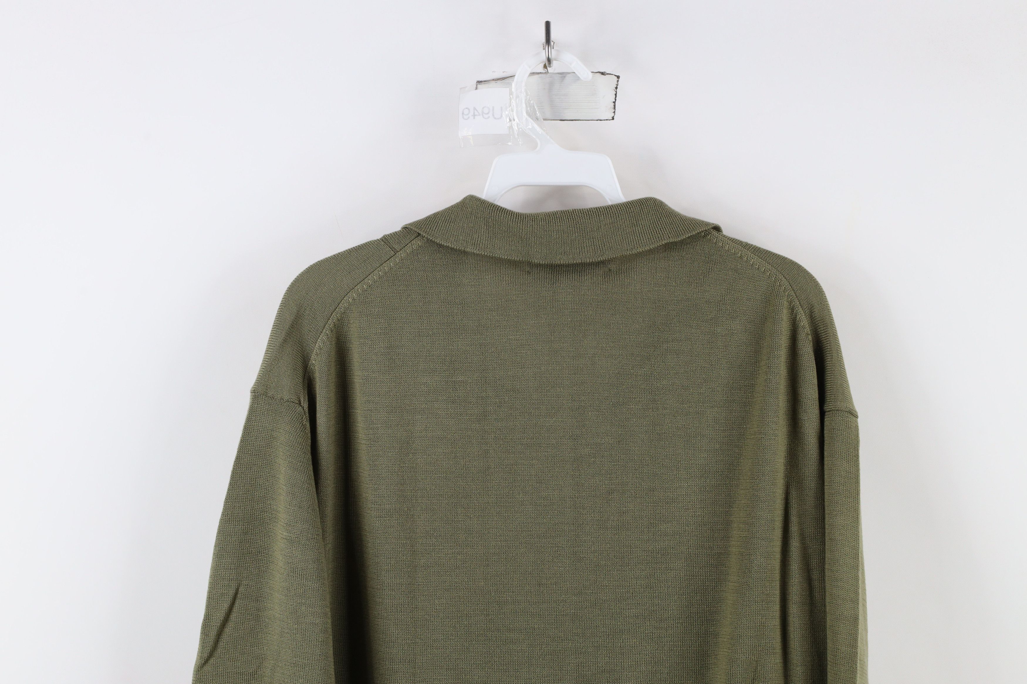 Vintage Vintage 90s Streetwear Ribbed Knit Collared Polo Shirt Green Size US L / EU 52-54 / 3 - 8 Thumbnail