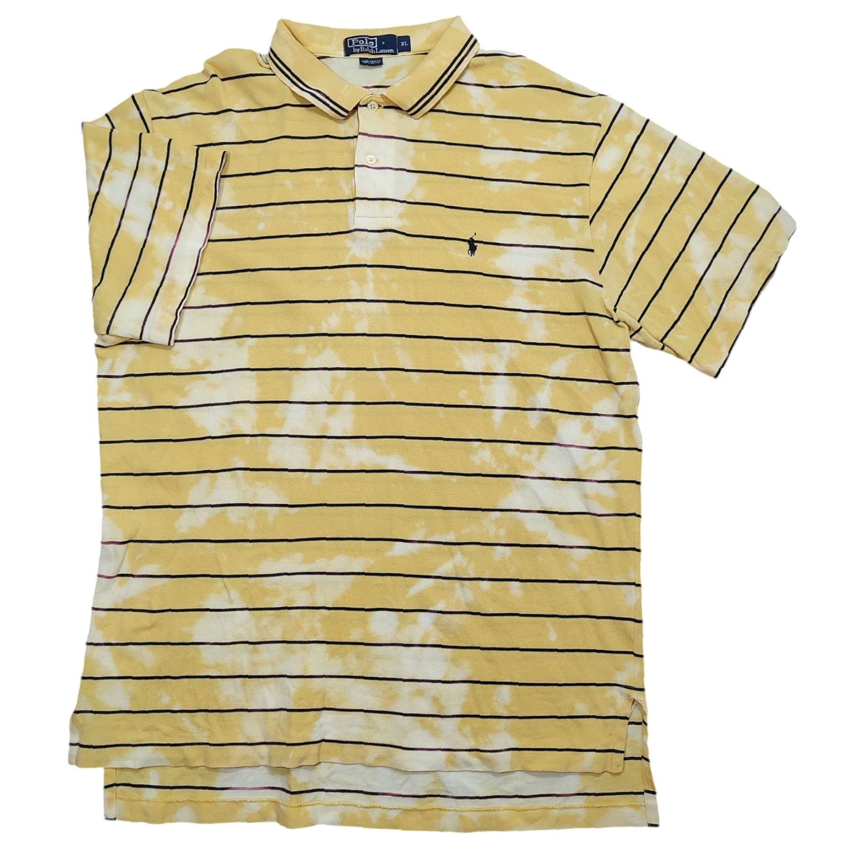 Polo Ralph Lauren VINTAGE Polo Ralph Lauren Shirt Mens XL Tie Dye Acid Wash Yellow Striped 90s College USA Size US XL / EU 56 / 4 - 2 Thumbnail