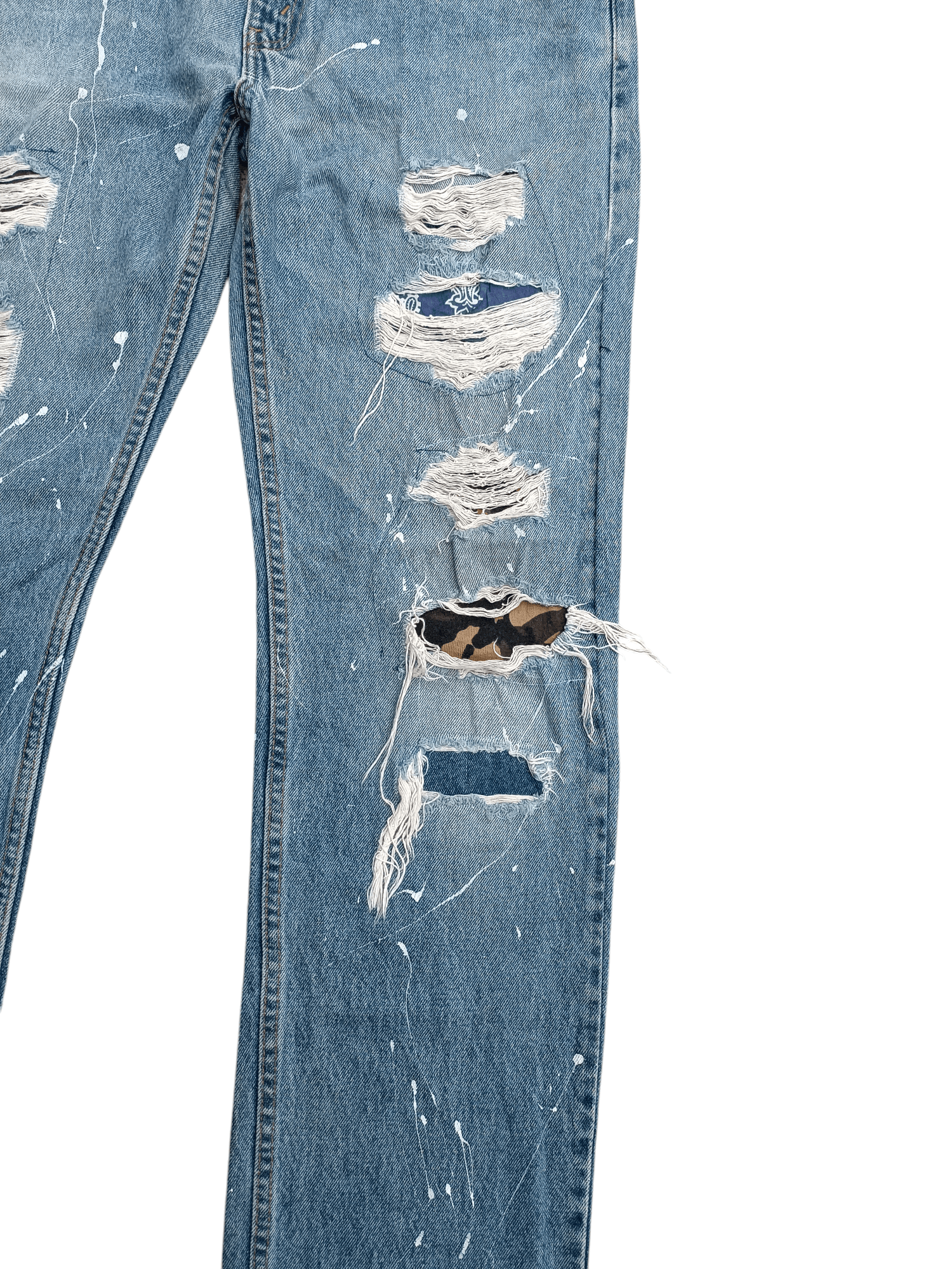 Levi's × Vintage Y2K Levis 505 Regular Straight Cut Distressed Splatter Denim Size US 32 / EU 48 - 4 Thumbnail