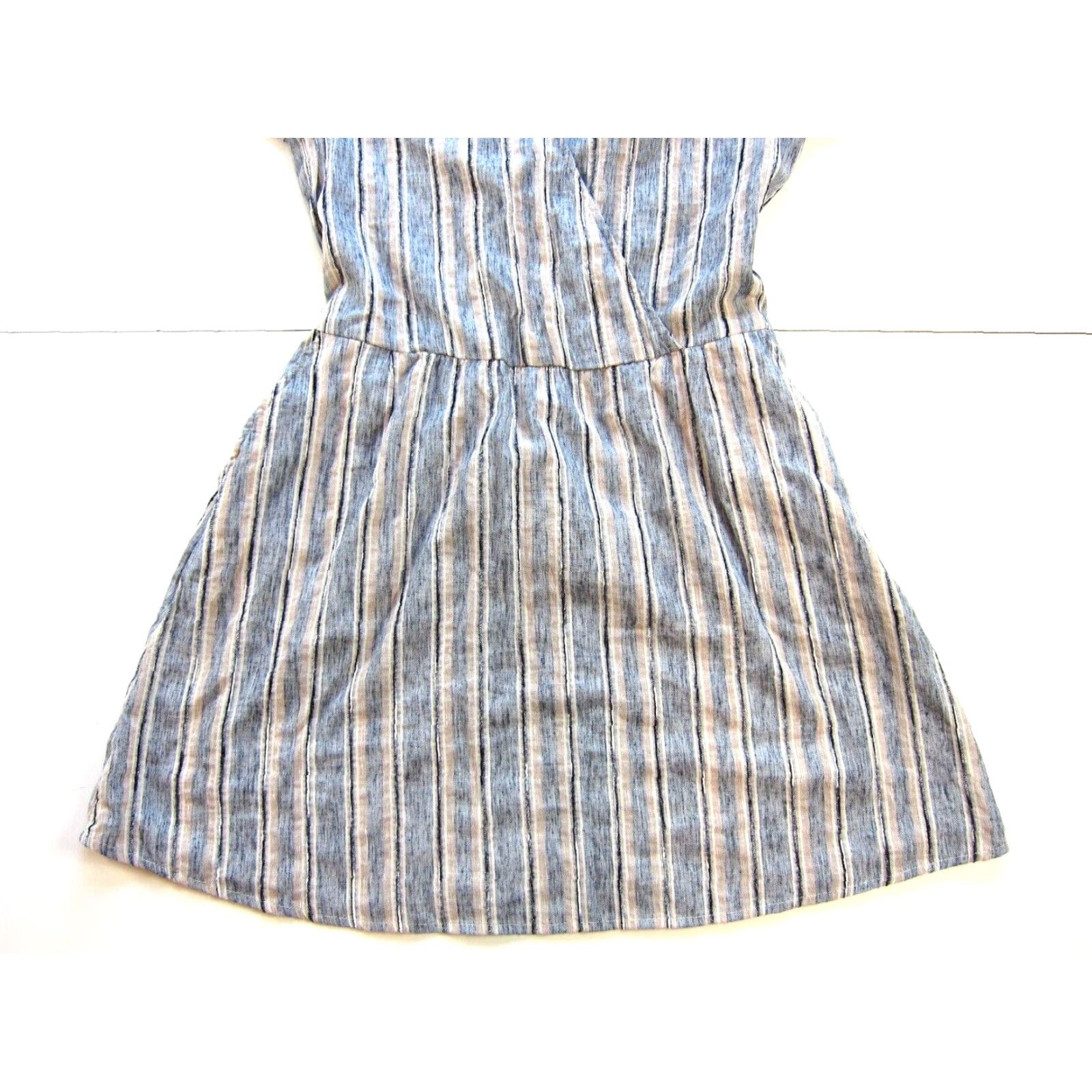 Vintage Susina Cotton Blue Pink Stripe Pocket V-Neck Short Sleeve Tie Dress M Womens Size 32" / US 10 / IT 46 - 5 Thumbnail