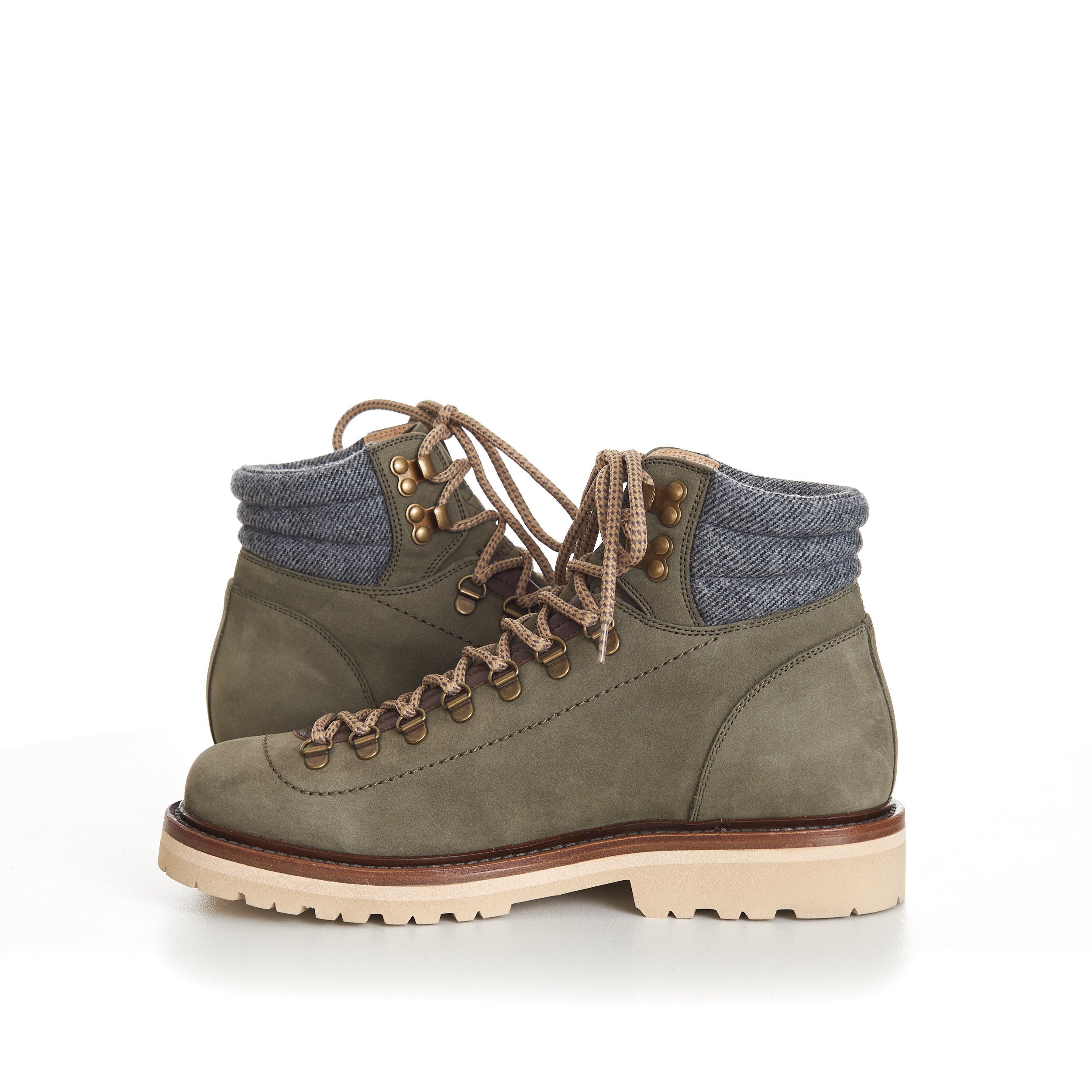 Brunello Cucinelli Nubuck Mountain-Style Boots With Wool Diagonal Insert Size US 7.5 / EU 40-41 - 9 Thumbnail